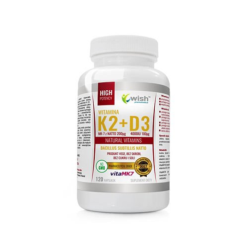 Vitamin K2 Mk 7 Natto 200mcg D3 100mcg 120caps WISH