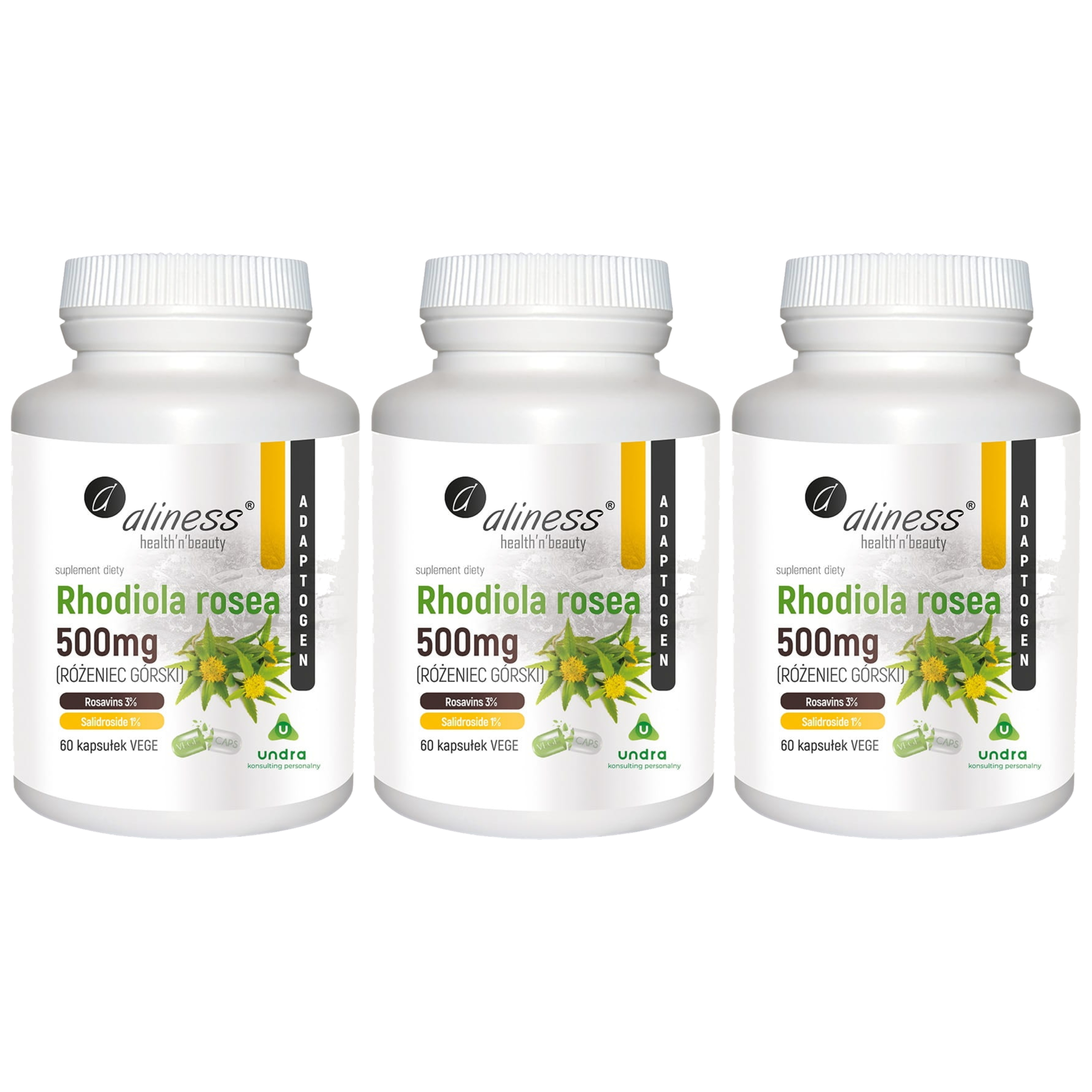 ALINESS - Rhodiola Rosea 500mg - 3x 60vcaps.