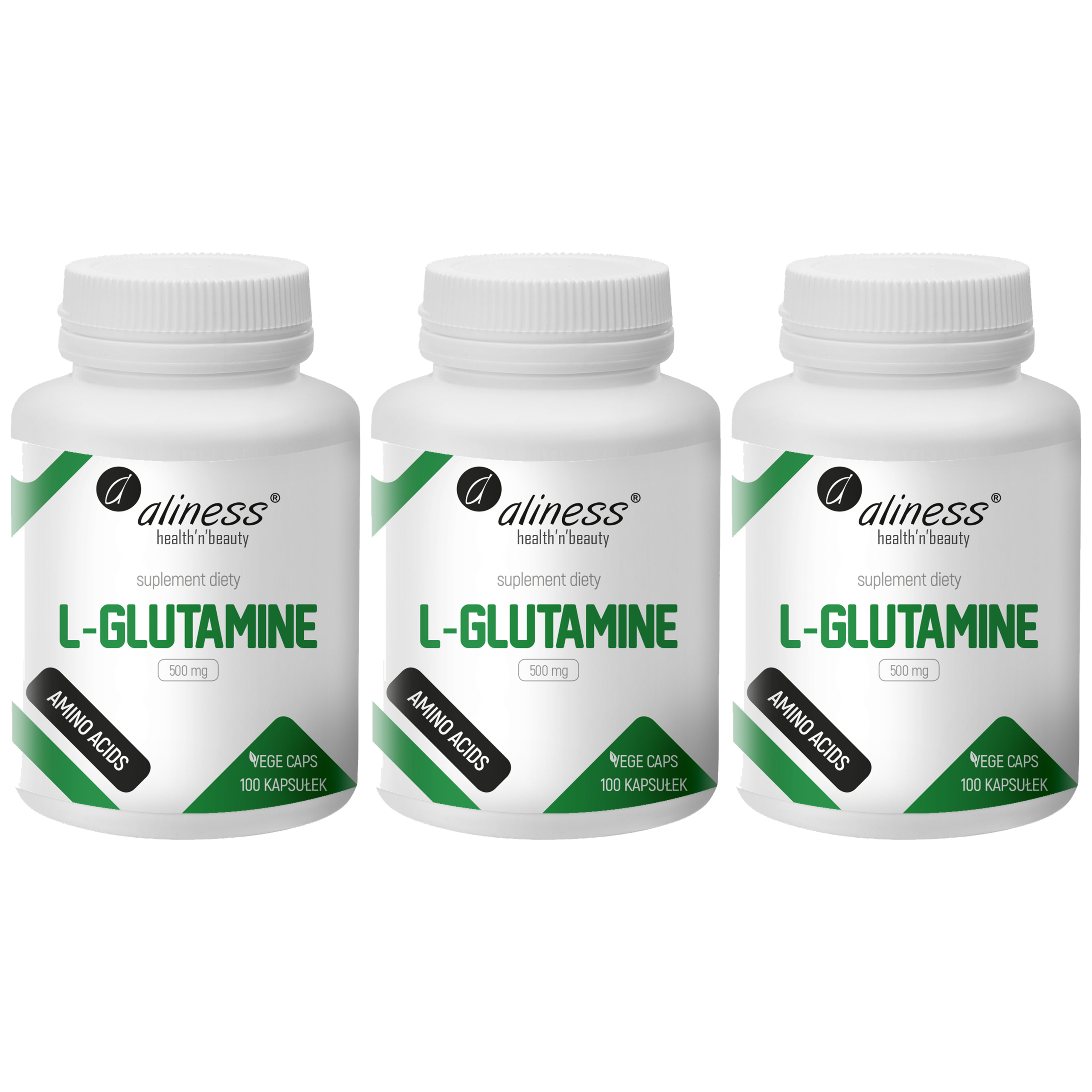 ALINESS - L-Glutamine 500mg - 100vcaps. x3