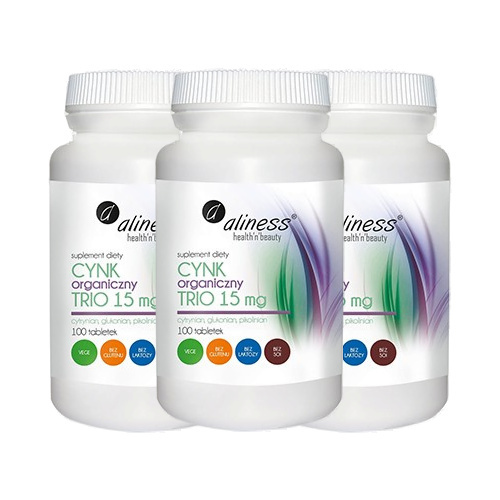 ALINESS Cynk Organiczny TRIO 15mg - 3x 100tabs