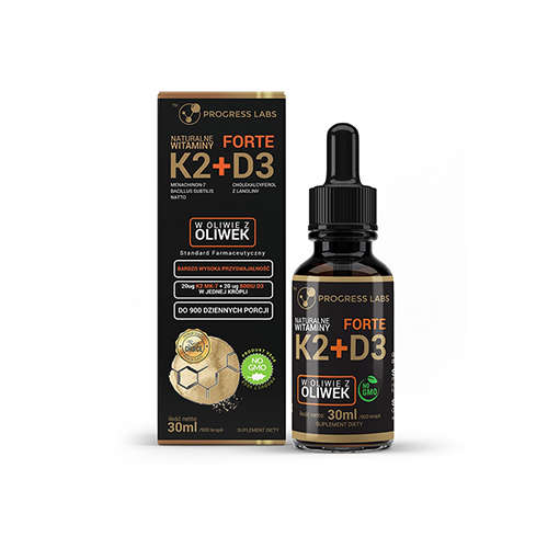 PROGRESS LABS Vitamin K2 MK-7 20mcg + D3 Forte 20mcg - 30ml