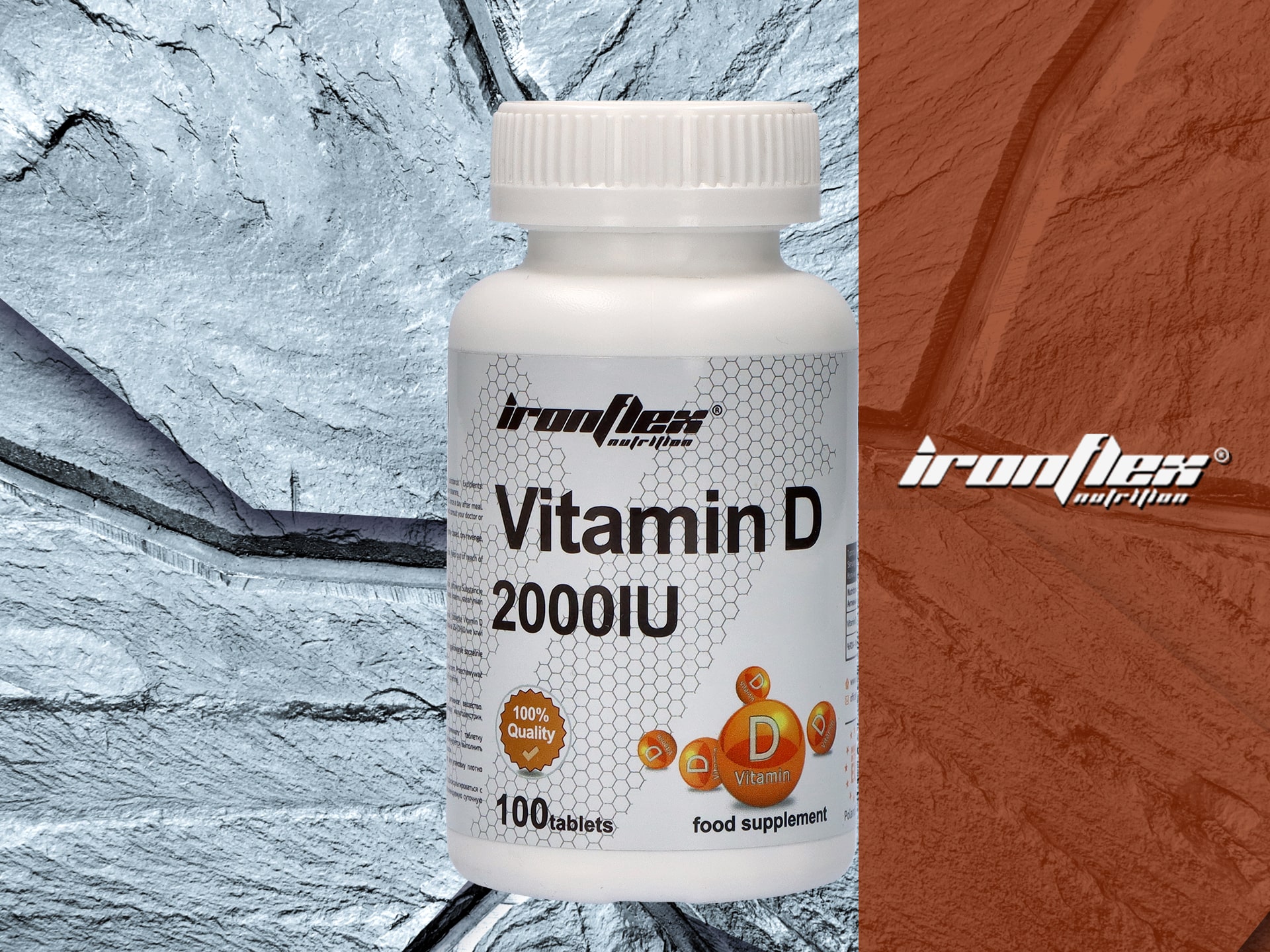 IRONFLEX Vitamin D 2000 IU - 100tabs. MIĘŚNIE KOŚCI