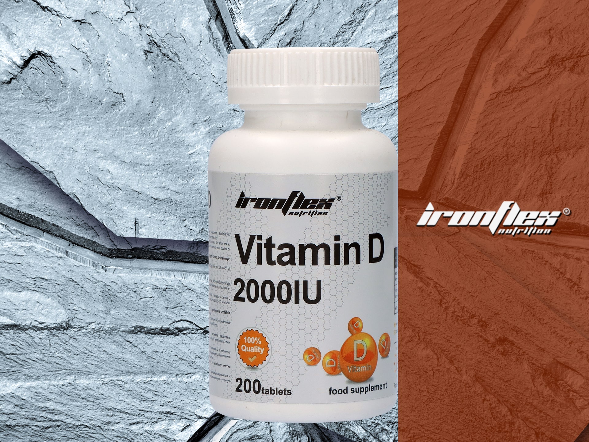 IRONFLEX Vitamin D 2000 IU - 200tabs. MIĘŚNIE KOŚCI