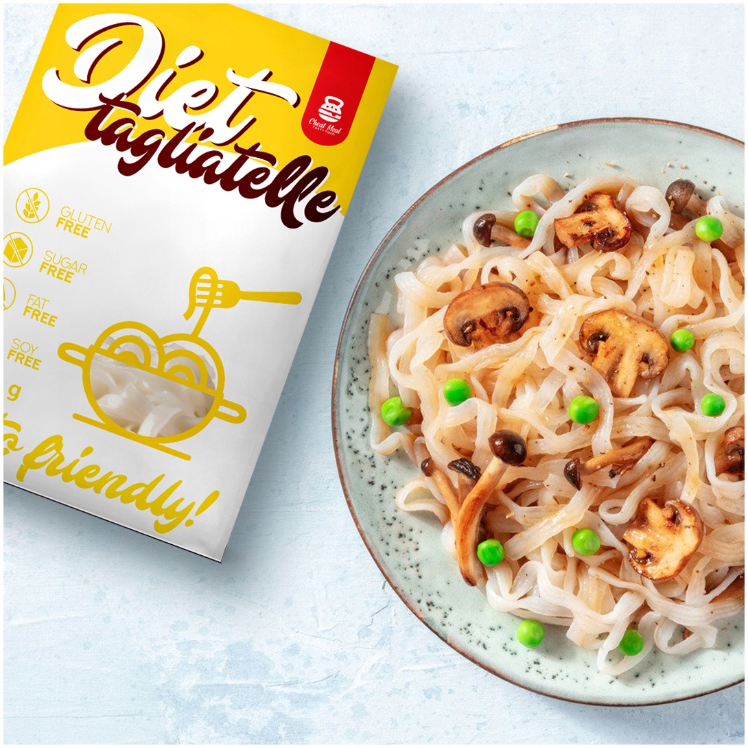 Cheat Meal Nutrition Diet Tagliatelle - 400g (300g netto) + Diet Spaghetti 400g (300g netto) Makaron-Konjac-KATO-Tagliatelle-400g-OLIWA-Z-OLIWEK-W-SPRAYU-Cheat-ZESTAW-Rodzaj-wstazki