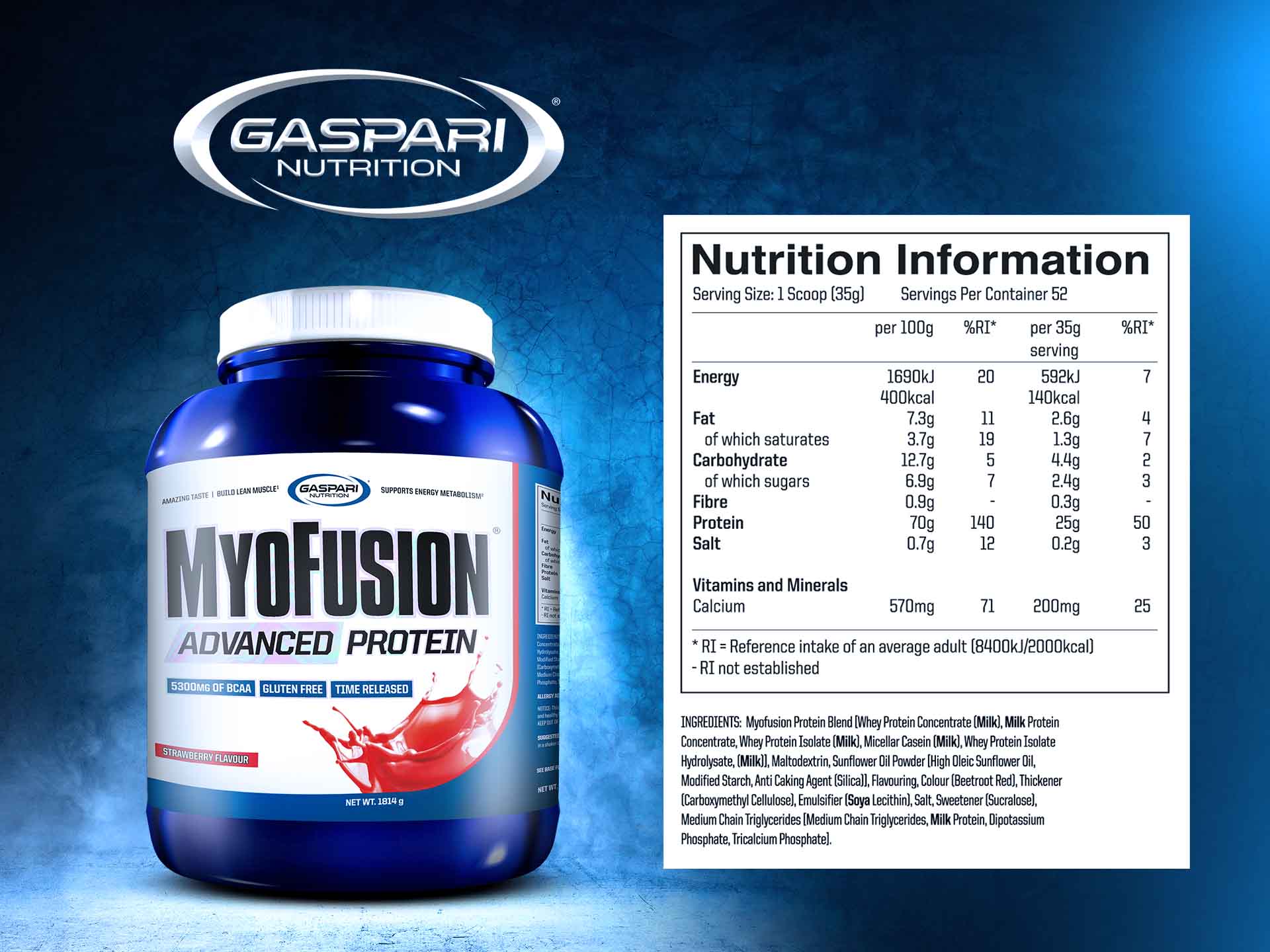 Gaspari nutrition myofusion 1814g białko wielofrakcyjne truskawkowe