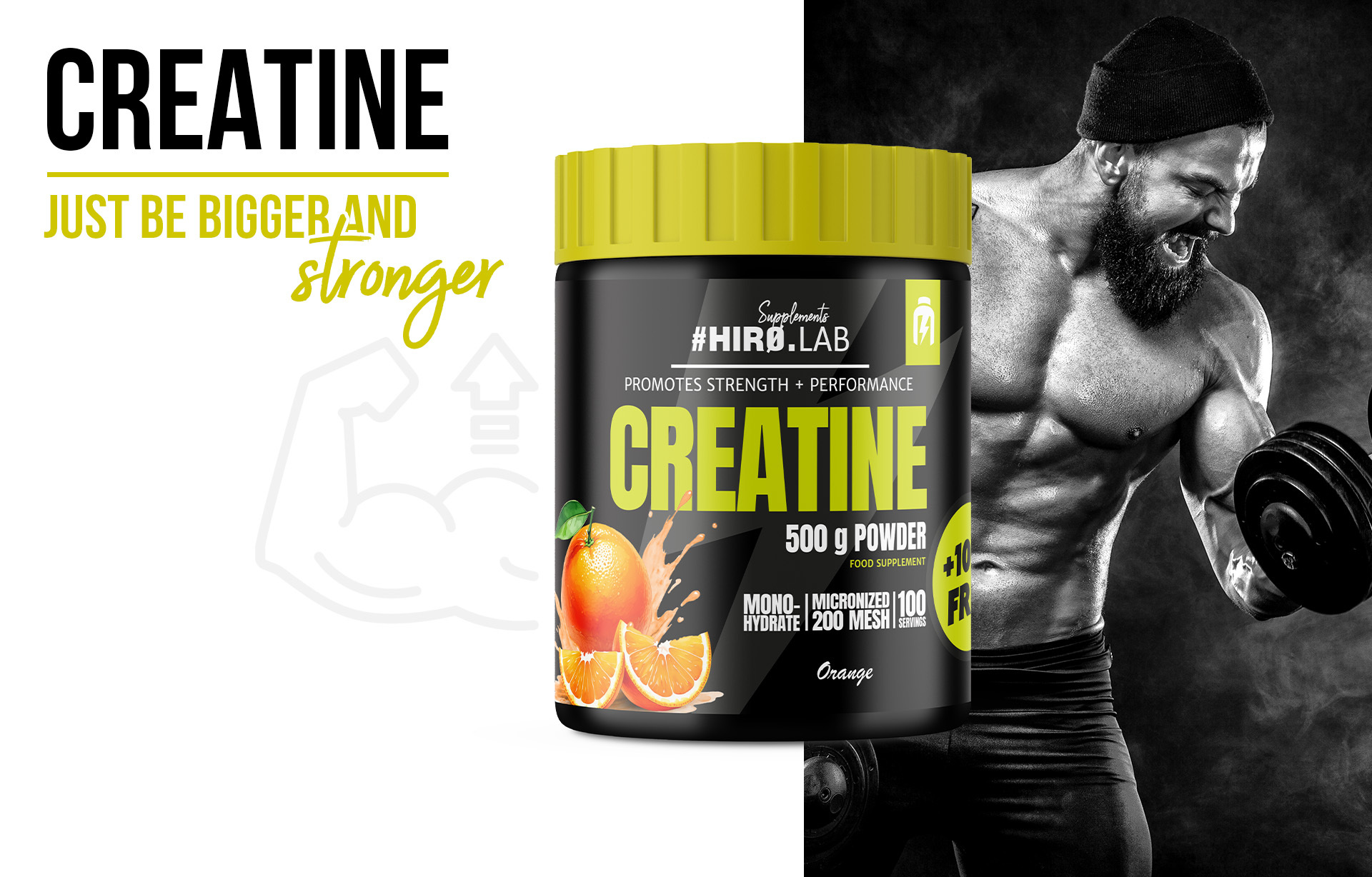 HIRO.LAB Creatine - 500g + 100g FREE NEW_100g_sklep_hirolab_creatine_500g_orange_2
