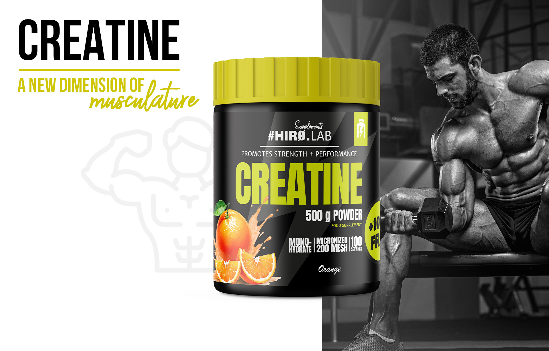 HIRO.LAB Creatine - 500g + 100g FREE NEW_100g_sklep_hirolab_creatine_500g_orange_3