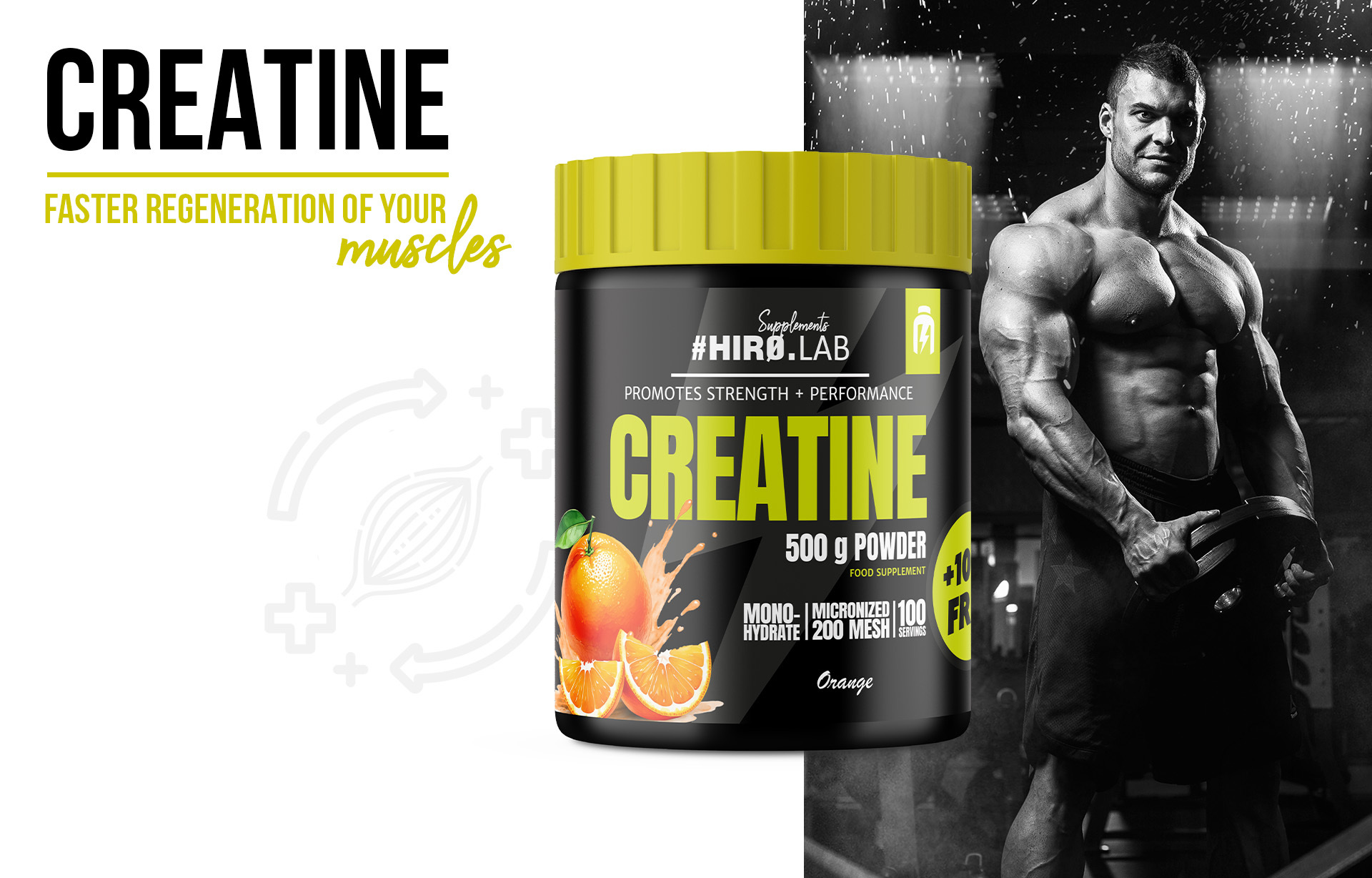 HIRO.LAB Creatine - 500g + 100g FREE NEW_100g_sklep_hirolab_creatine_500g_orange_4
