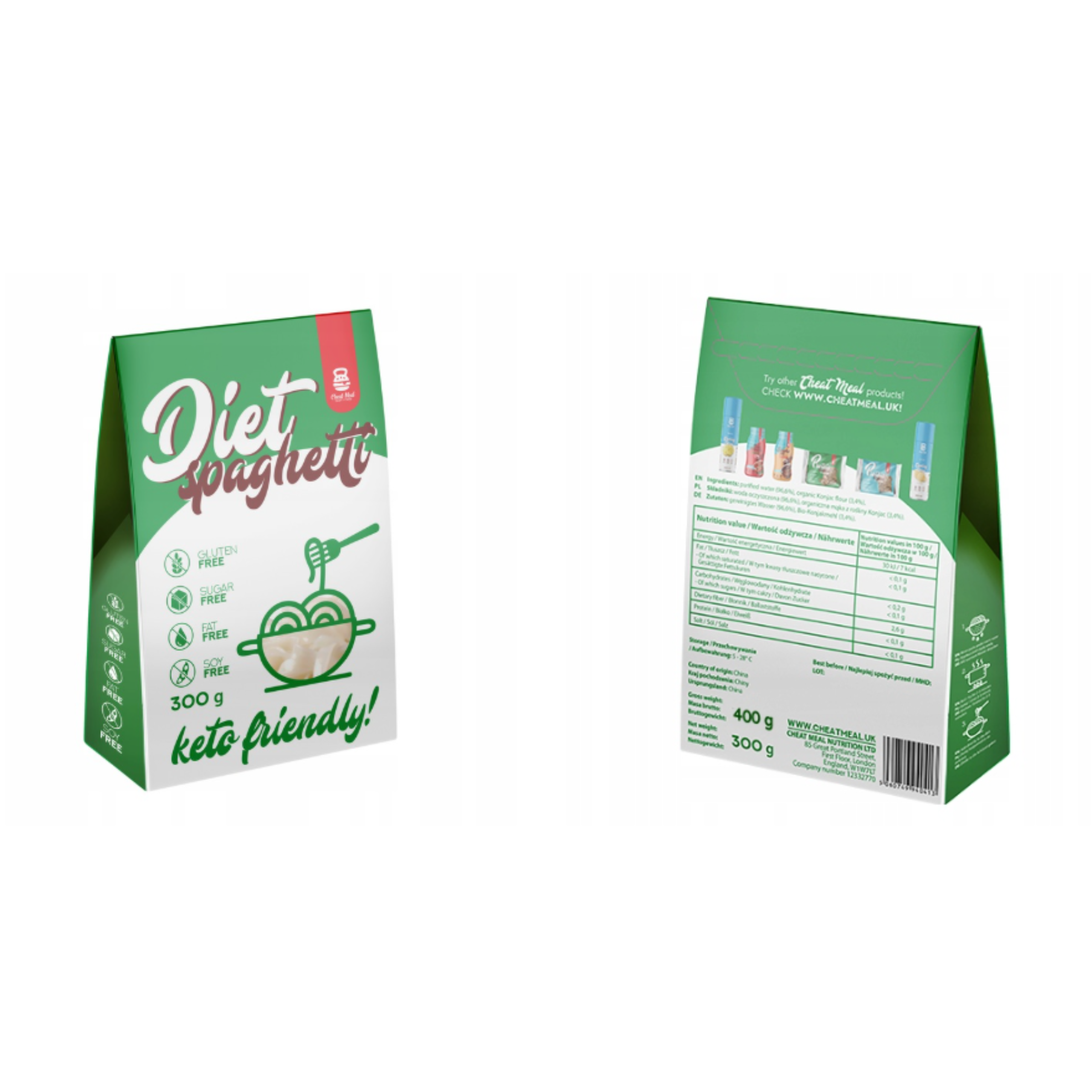 Cheat Meal Nutrition Diet Spaghetti - 6x 400g (6x 300g netto) - Makaron dietetyczny diet_noodle_green_2560_x_2560
