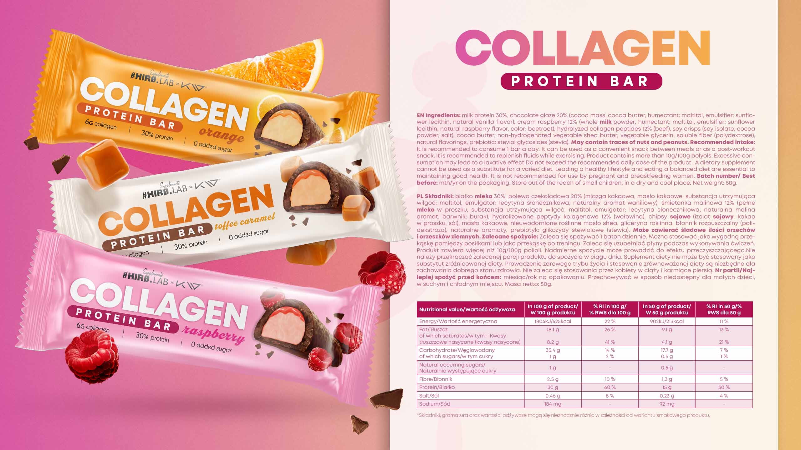 HIRO.LAB - Collagen Protein Bar - 50gx12 - Orange - WYPRZEDAŻ - 25-07 hirolab_1440x2560_hirolab_kw_collagen_protein_bar_50g_mix