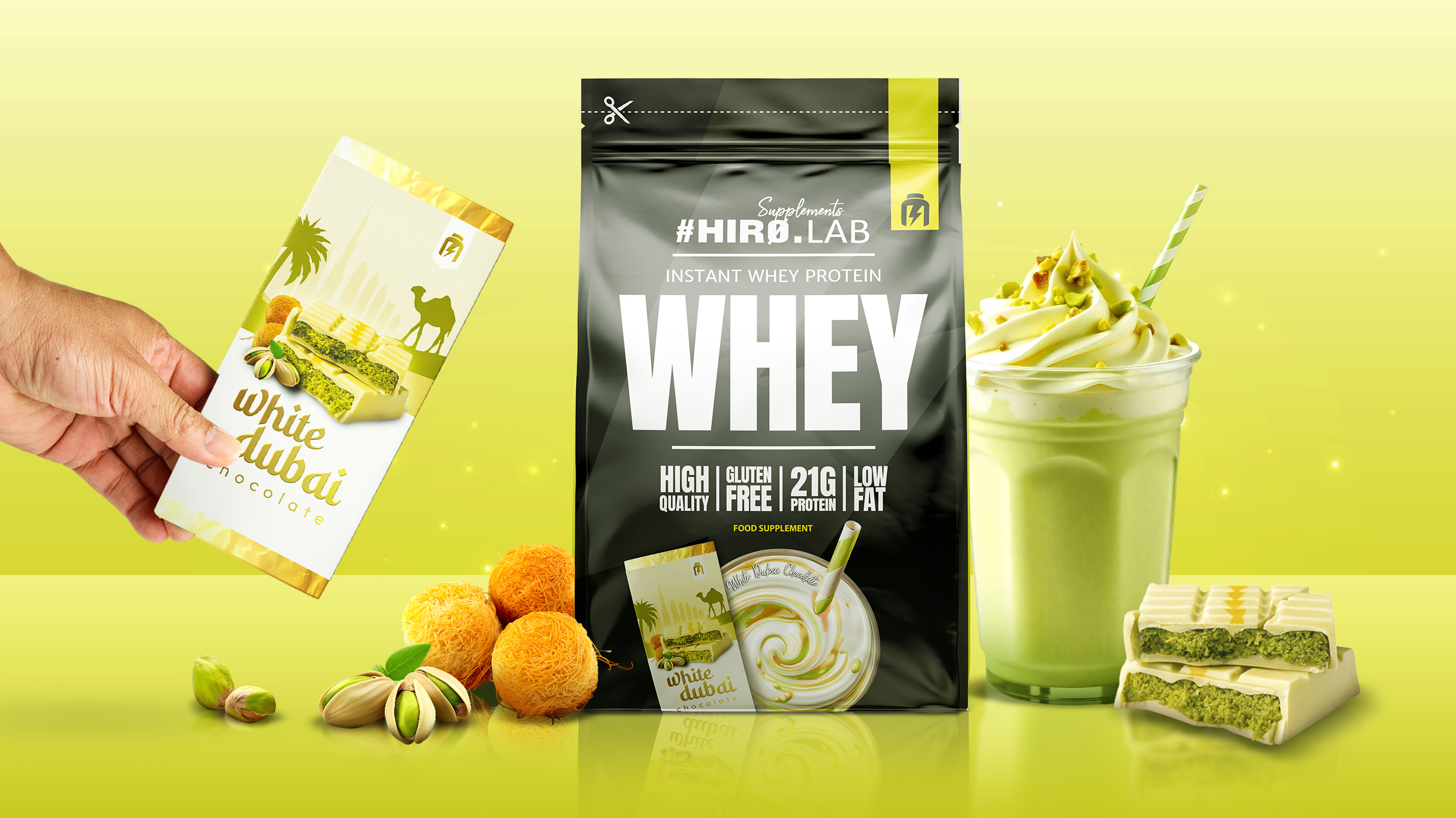 hirolab instant whey protein 700g white dubai chocolate