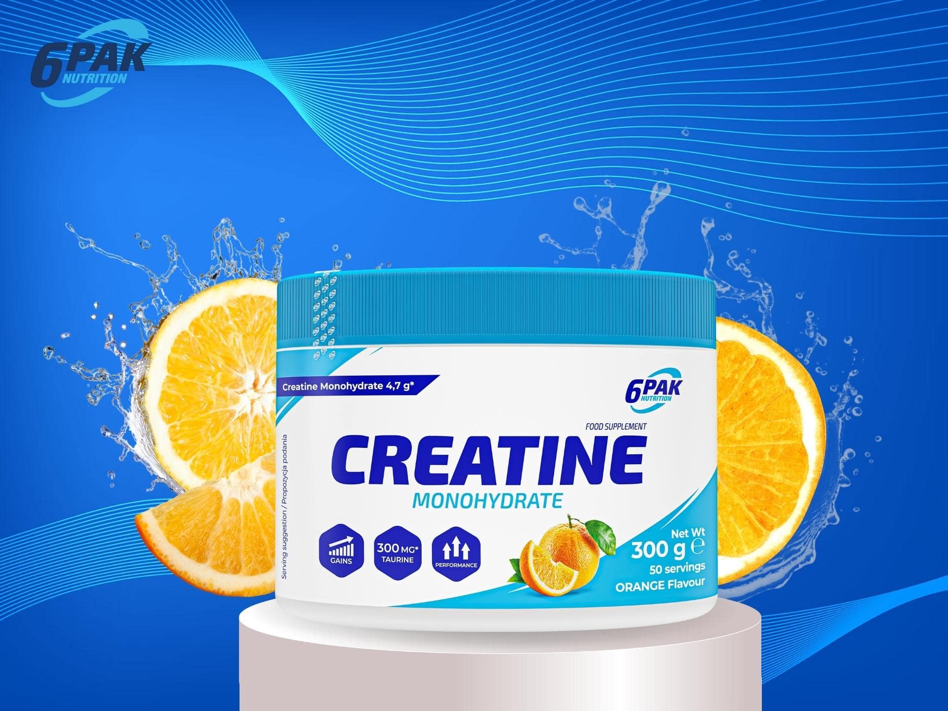 6PAK Creatine Monohydrate - 300g - Orange