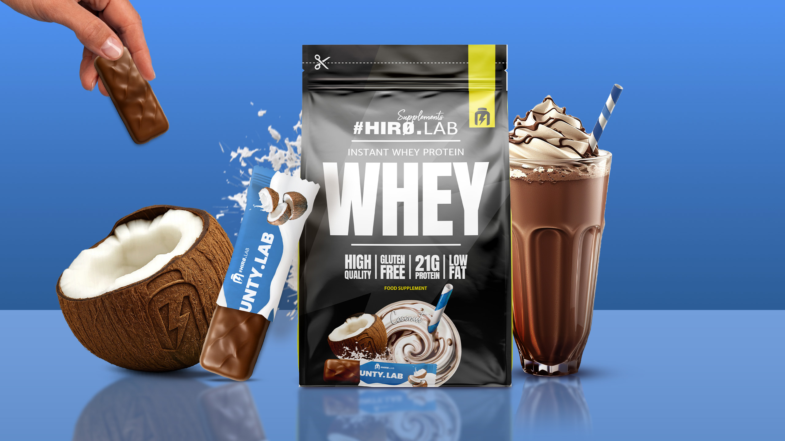 hirolab whey protein istant 750g coconut