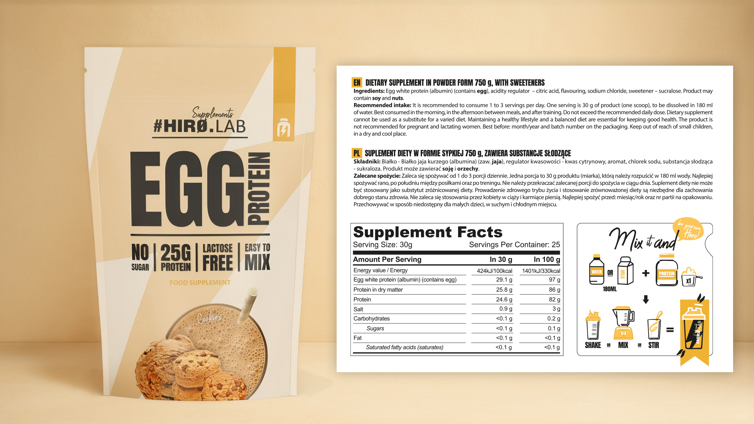 hiro.lab egg protein cookies 750 g