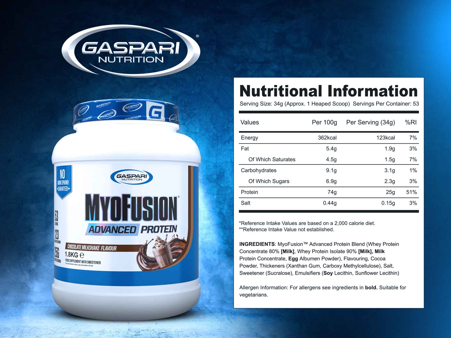 GASPARI NUTRITION Myofusion Advanced EU - 1800g sklep_Myofusion_Chocolate_Milkshake_2