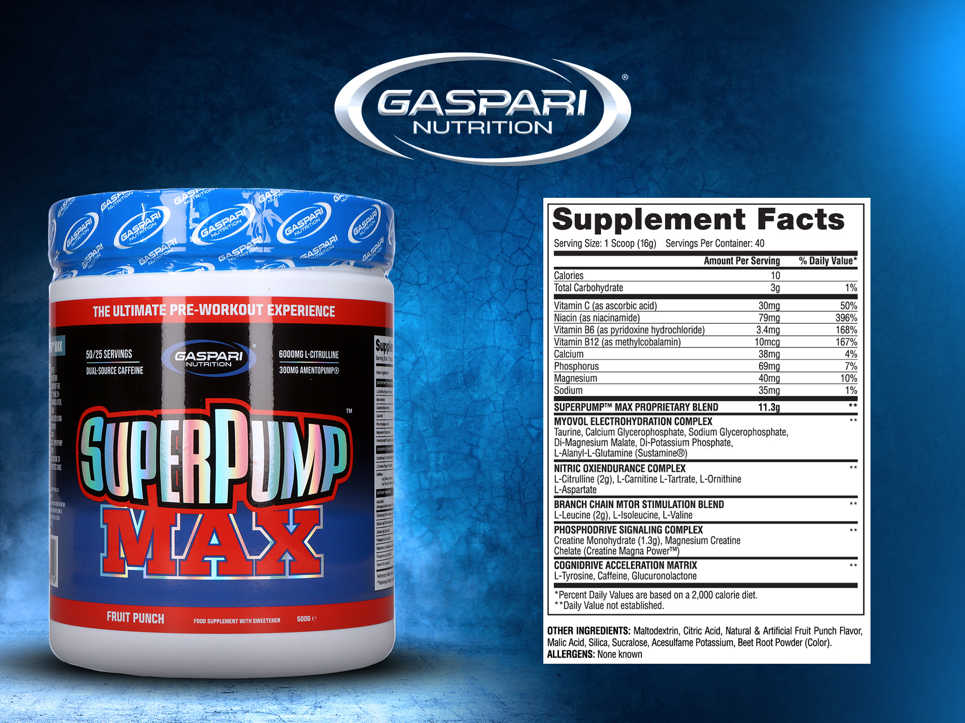 gaspari nutrition superpump max fruit punch 500g