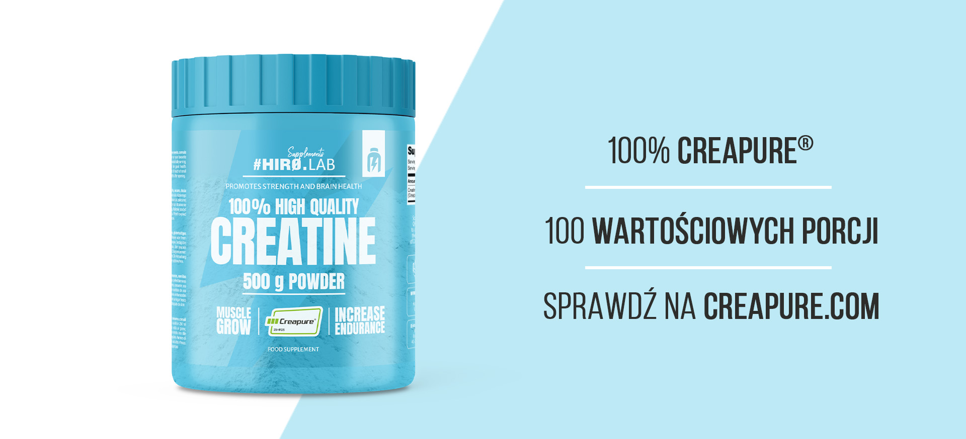 HIRO.LAB 100% High Quality Creatine - Creapure - 300g - Unflavored  sklep_hirolab_High_Quality_Creatine_500g_100_1