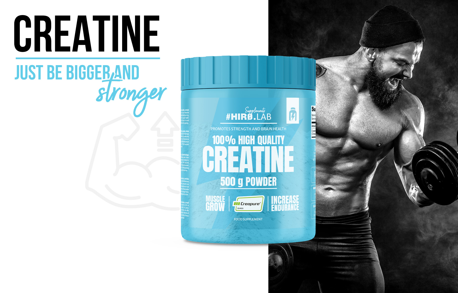 HIRO.LAB 100% High Quality Creatine - Creapure - 300g - Unflavored  sklep_hirolab_High_Quality_Creatine_500g_100_2
