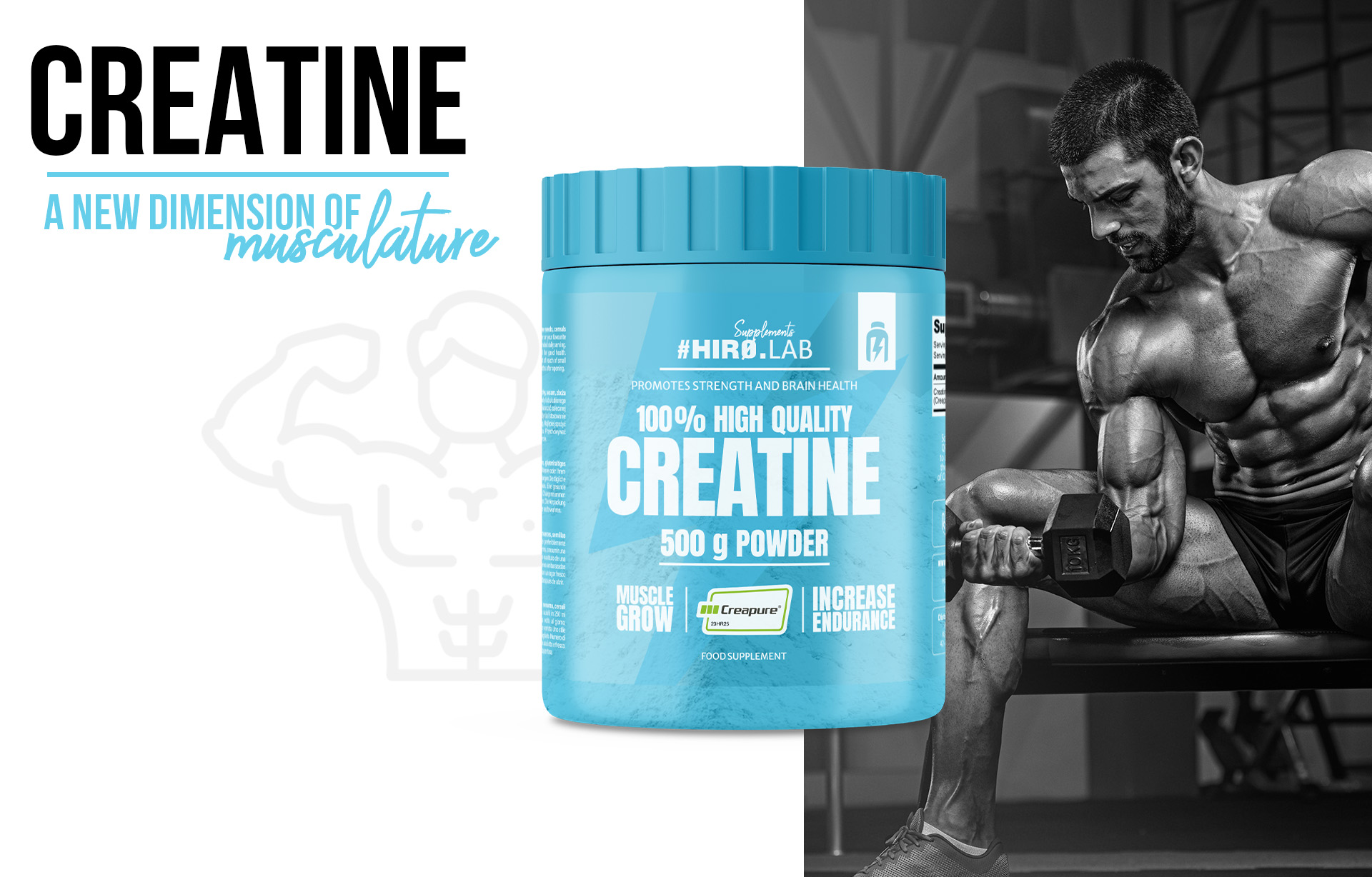 HIRO.LAB 100% High Quality Creatine - Creapure - 300g - Unflavored  sklep_hirolab_High_Quality_Creatine_500g_100_3