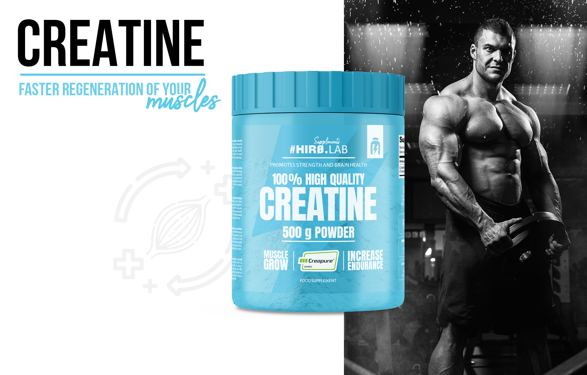 HIRO.LAB 100% High Quality Creatine - Creapure - 300g - Unflavored  sklep_hirolab_High_Quality_Creatine_500g_100_4