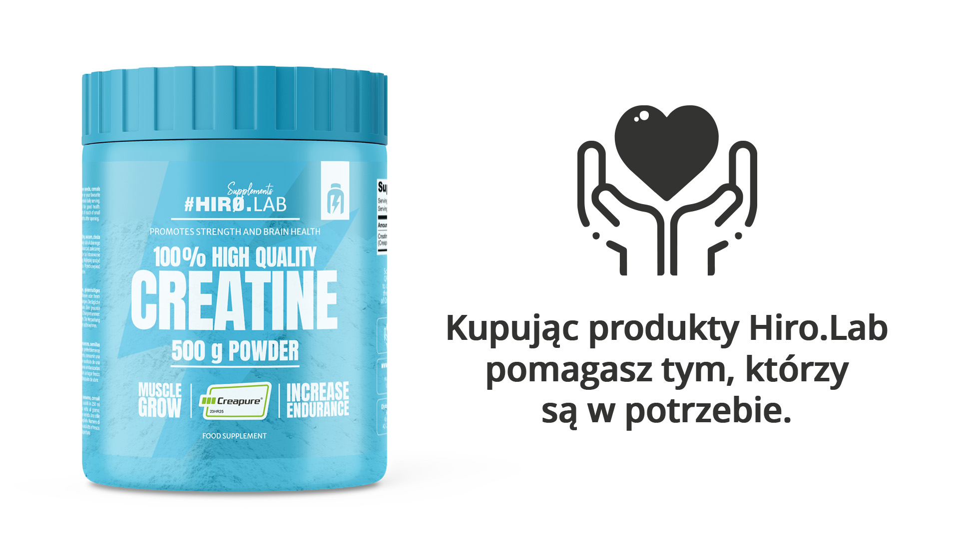 HIRO.LAB 100% High Quality Creatine - Creapure - 300g - Unflavored  sklep_hirolab_High_Quality_Creatine_500g_100_5