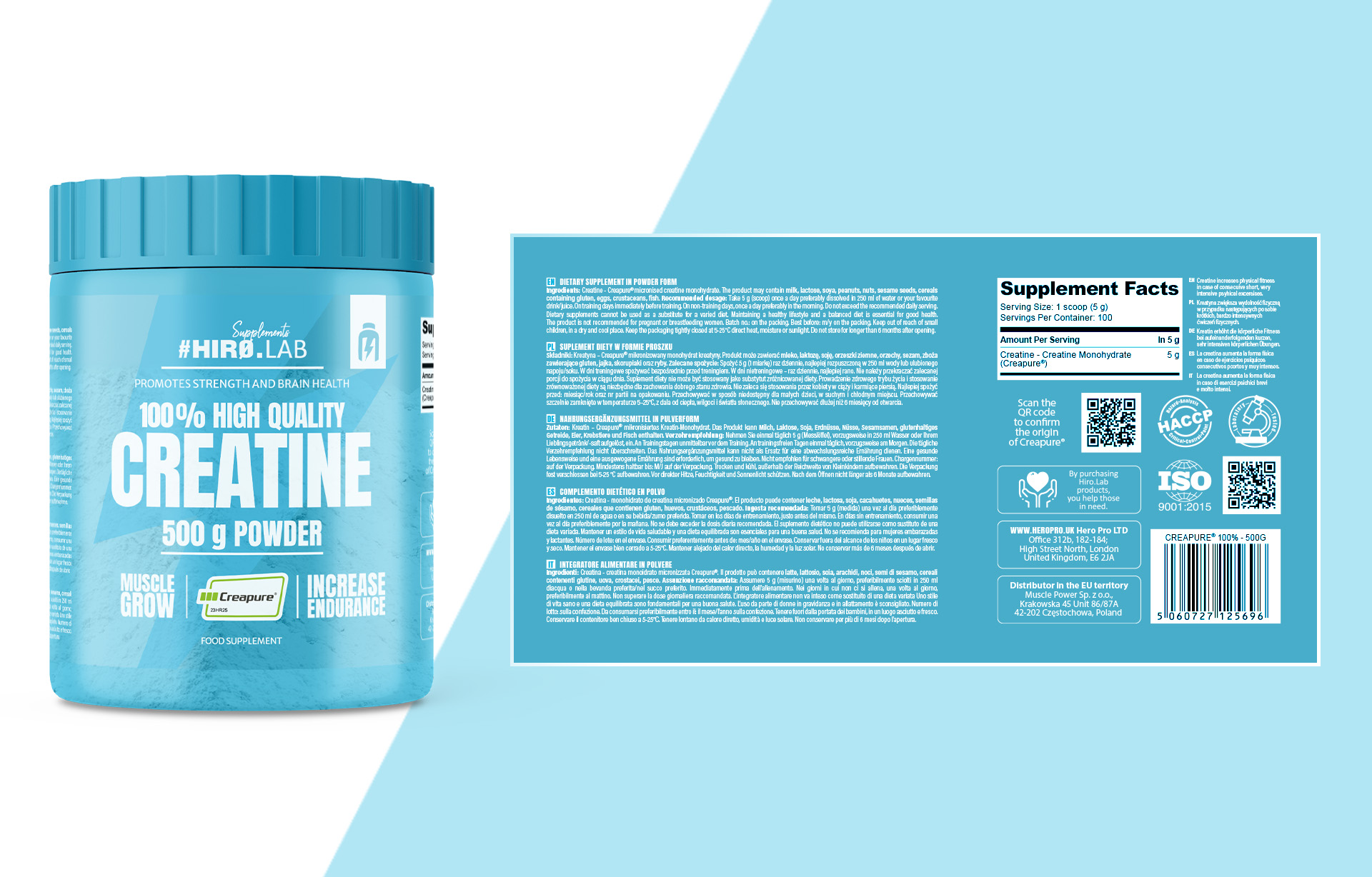 HIRO.LAB 100% High Quality Creatine - Creapure - 300g - Unflavored  sklep_hirolab_High_Quality_Creatine_500g_100_6