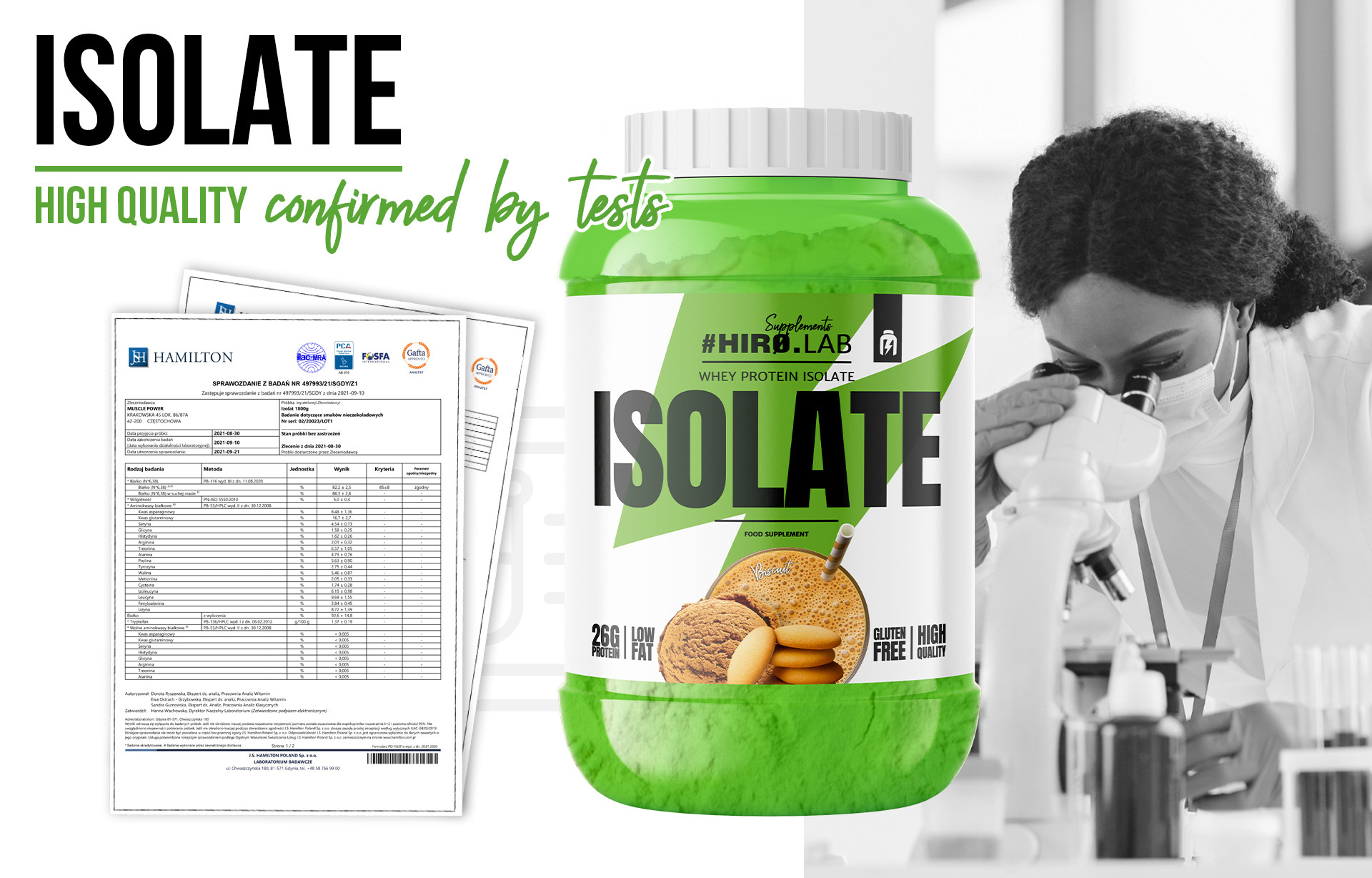 hirolab whey protein isolate 1800g biscuit 
