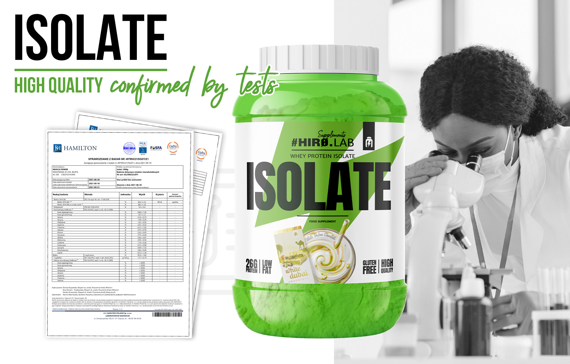 HIRO.LAB Whey Protein Isolate - 1800g sklep_hirolab_ISOLATE_1800g_badania_white