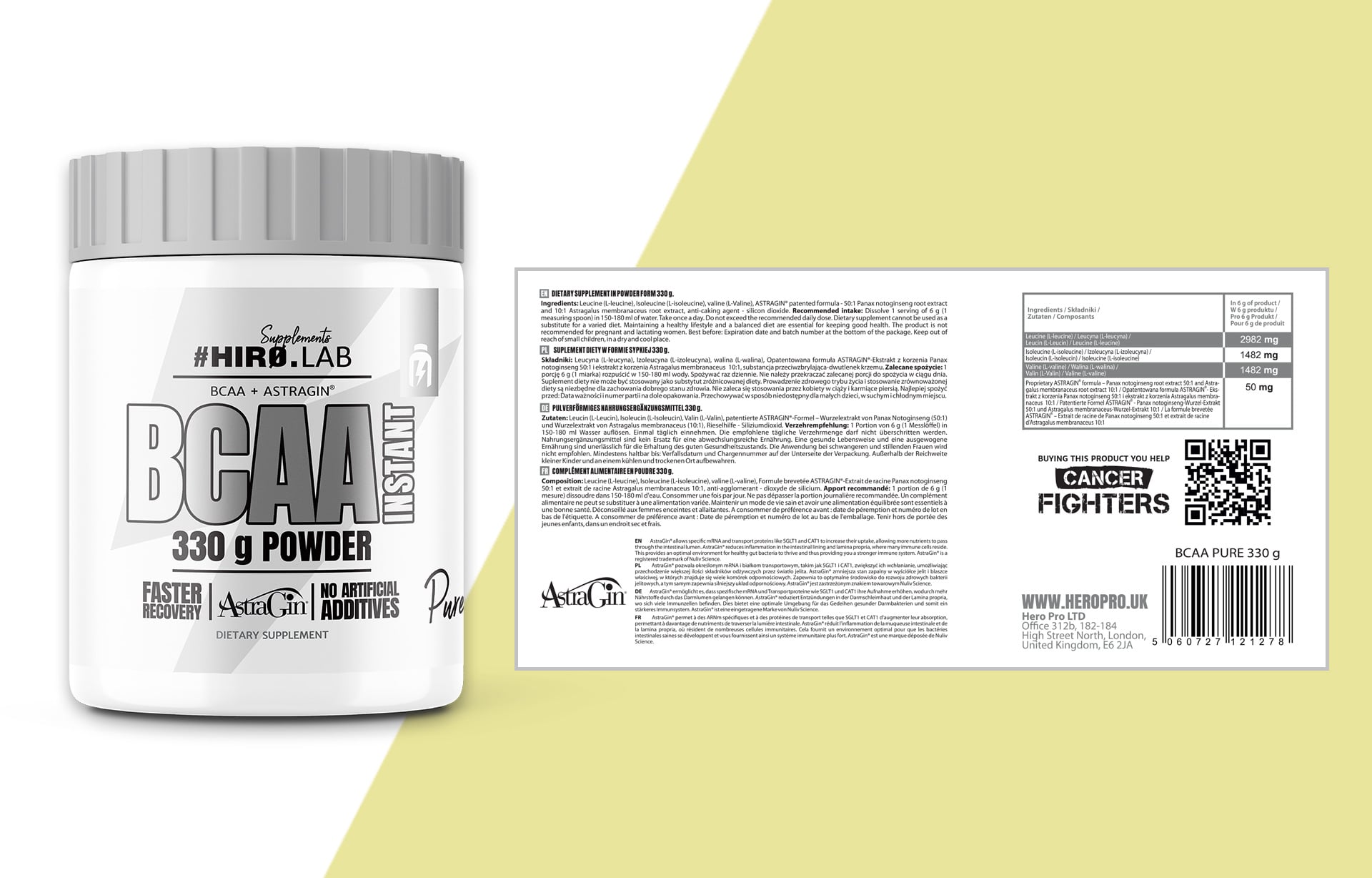 hiro.lab bcaa Pure Instant Powder - 330g cancer fighters