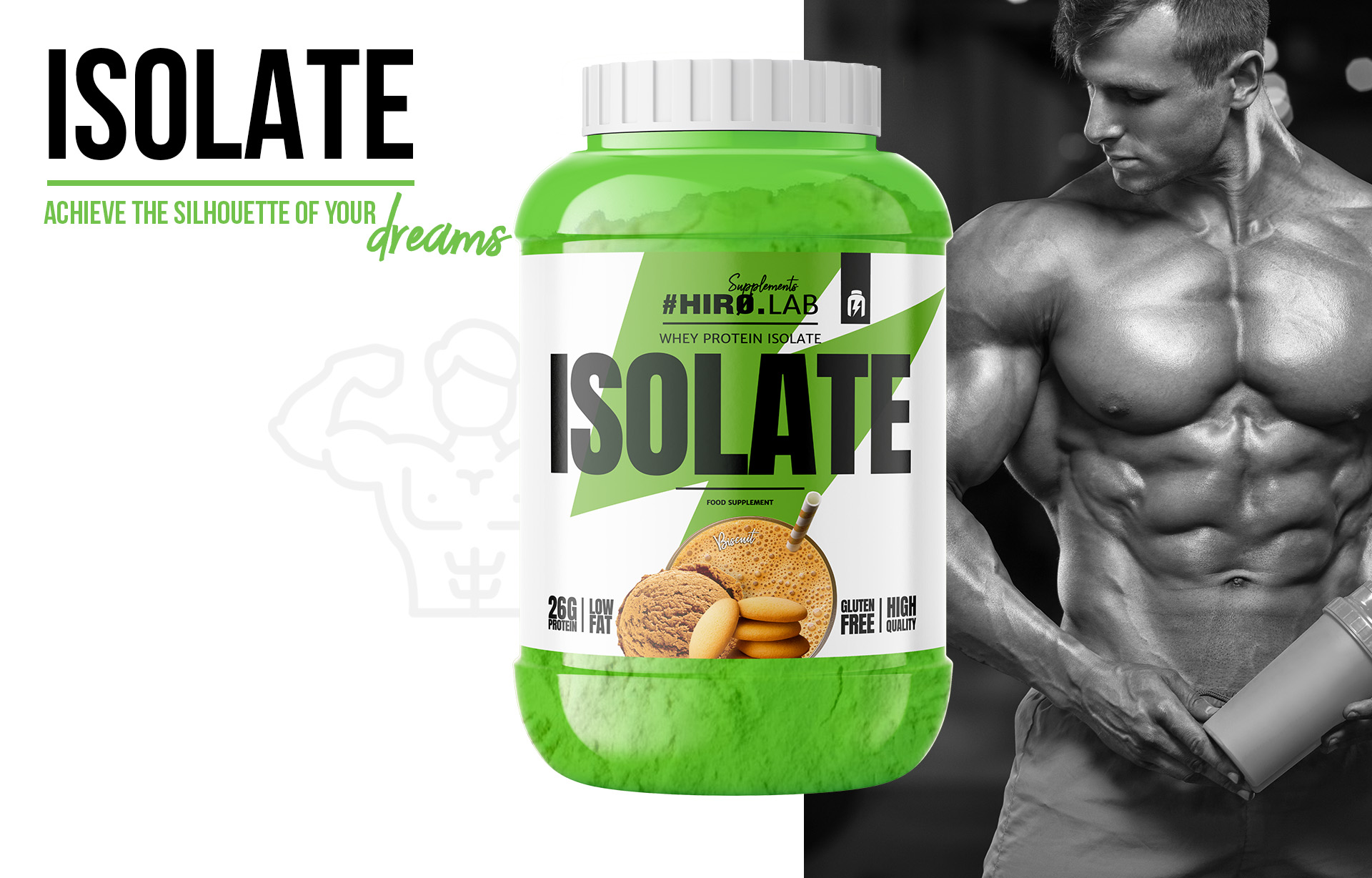 hirolab whey protein isolate 1800g biscuit 