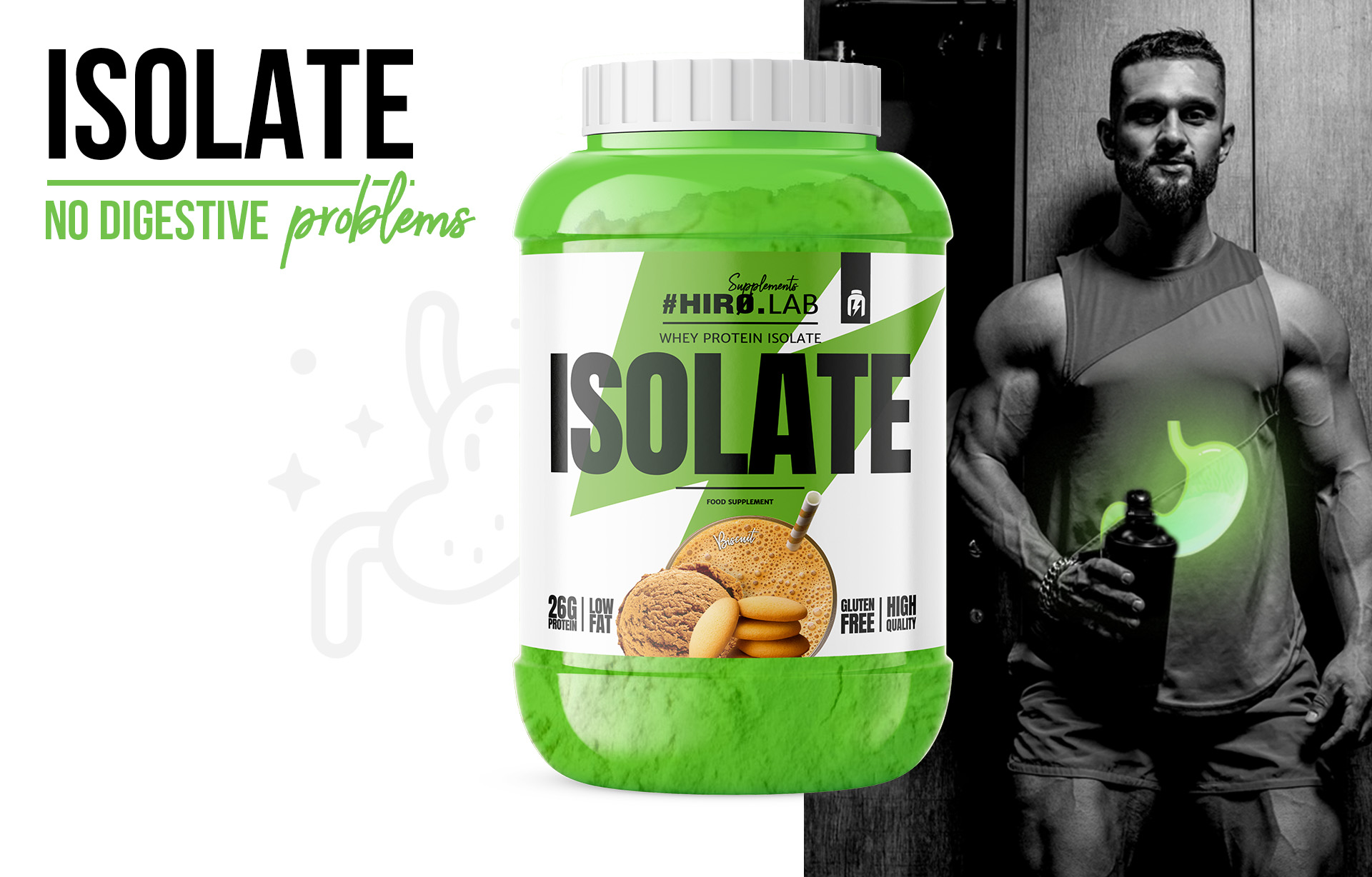 hirolab whey protein isolate 1800g biscuit 