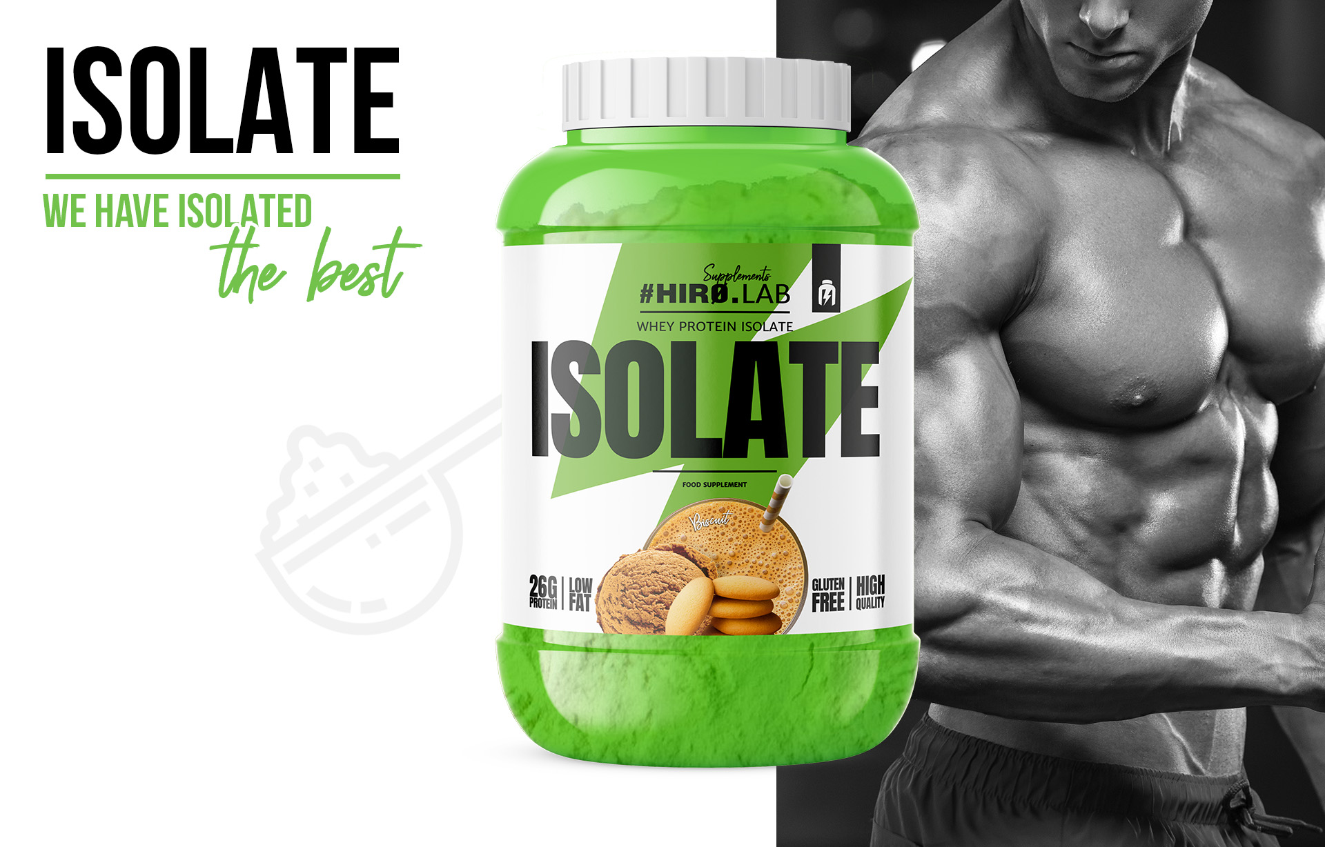 hirolab whey protein isolate 1800g biscuit 