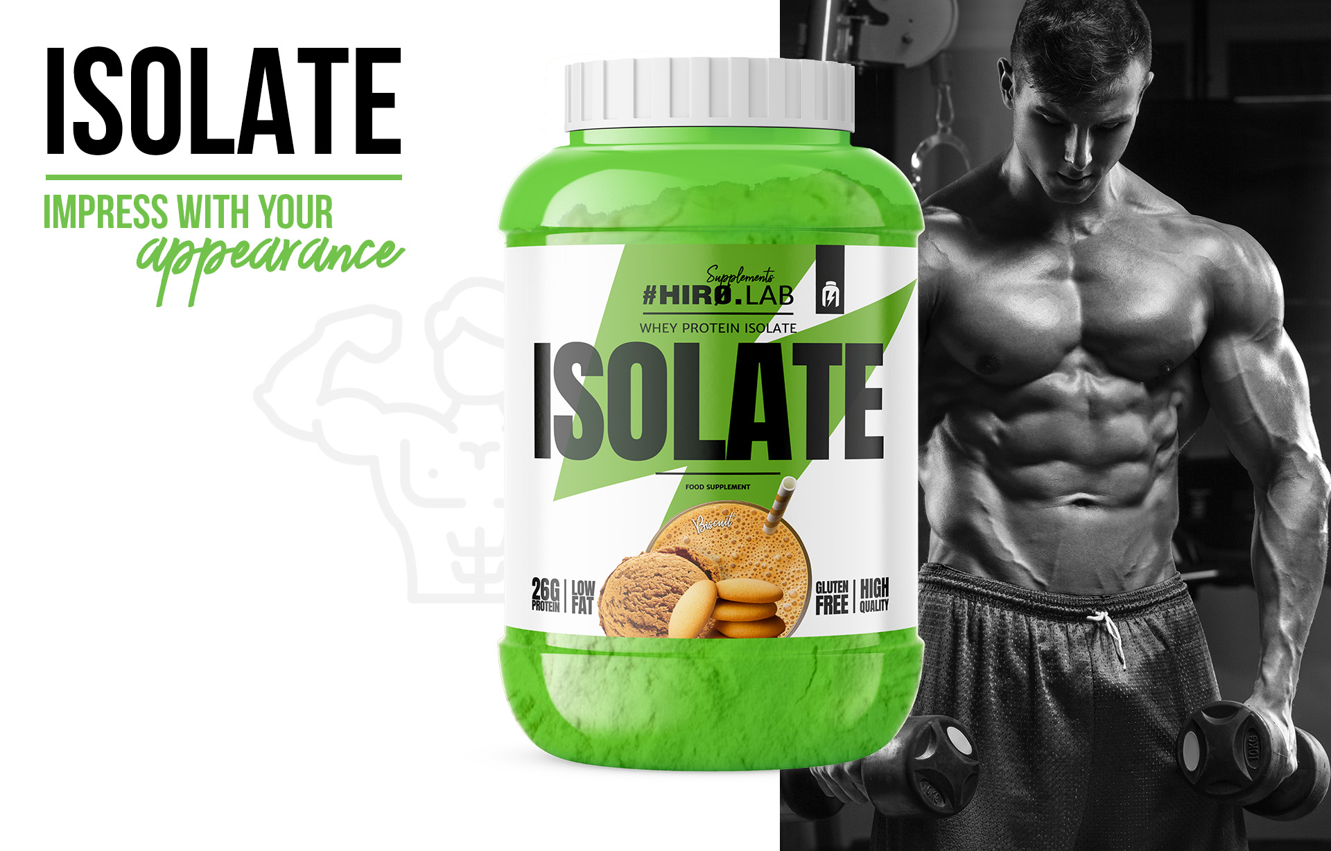 hirolab whey protein isolate 1800g biscuit 