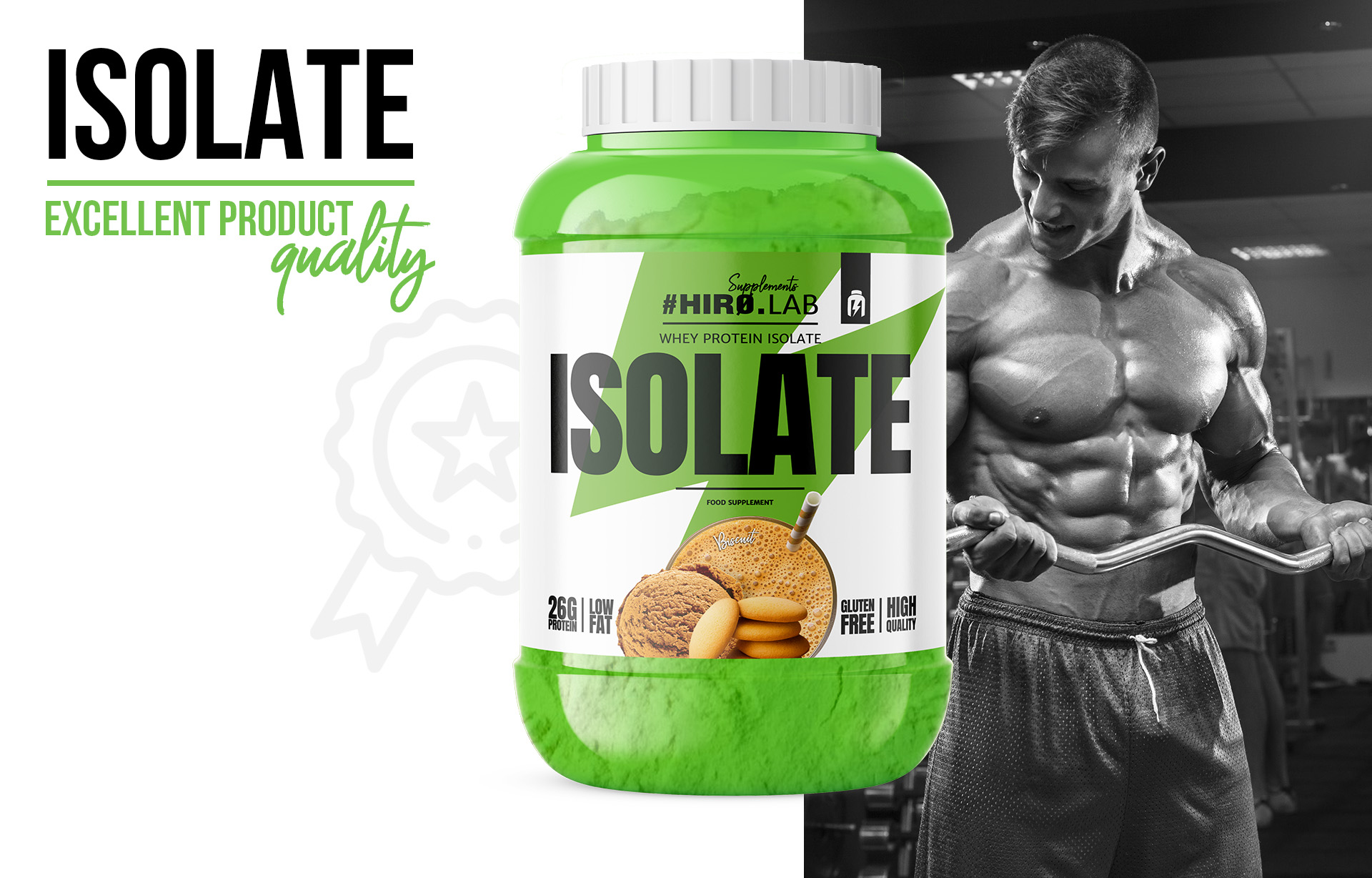 hirolab whey protein isolate 1800g biscuit 