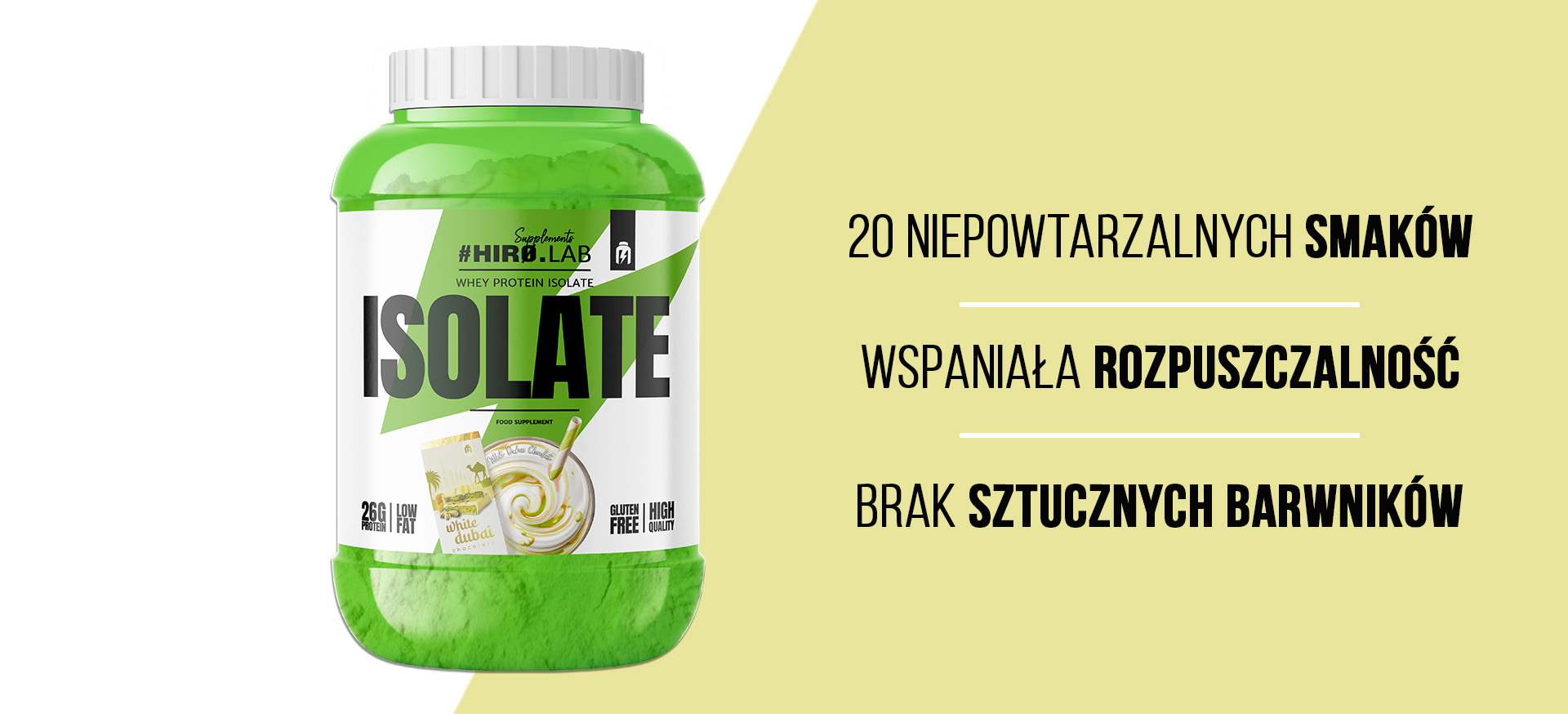 HIRO.LAB Whey Protein Isolate - 1800g sklep_hirolab_isolate_1800g_white_dubai_chocolate_1