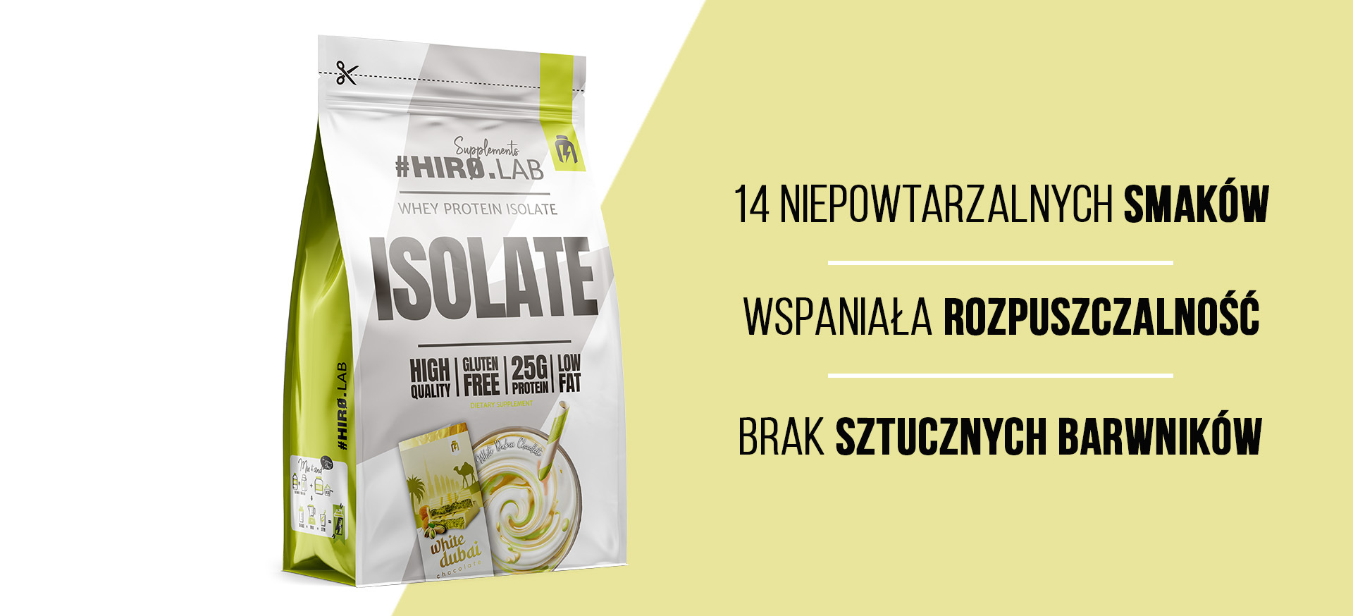 HIRO.LAB Whey Protein Isolate - 700g sklep_hirolab_isolate_700g_White_Dubai_Chocolate