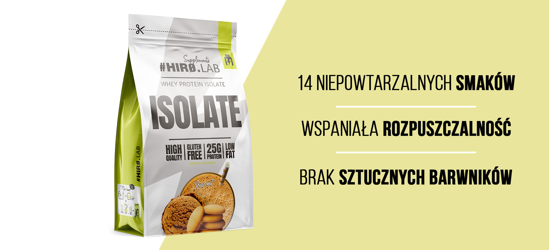 HIRO.LAB Whey Protein Isolate - 700g sklep_hirolab_isolate_700g_biscuit_1