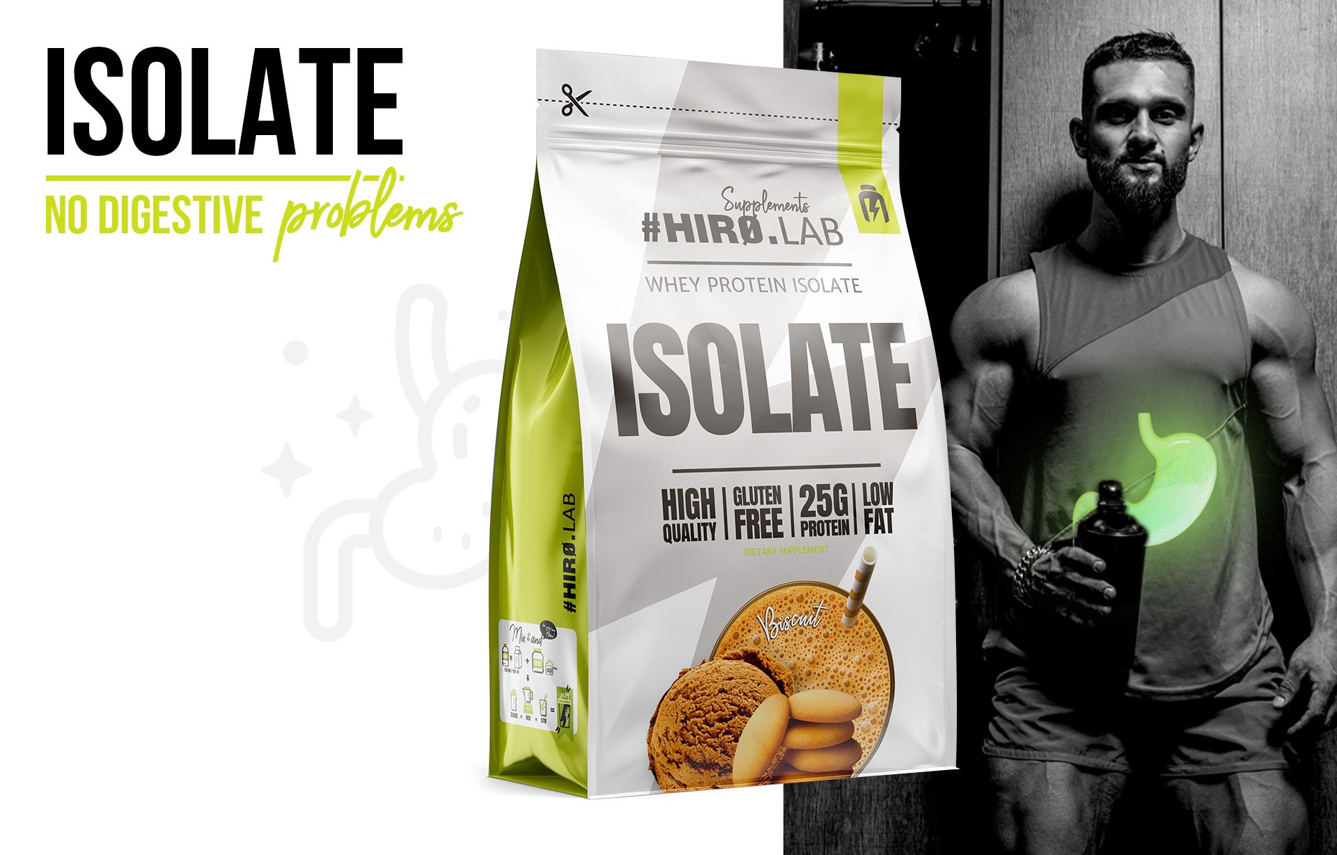 HIRO.LAB Whey Protein Isolate - 700g sklep_hirolab_isolate_700g_biscuit_3_green