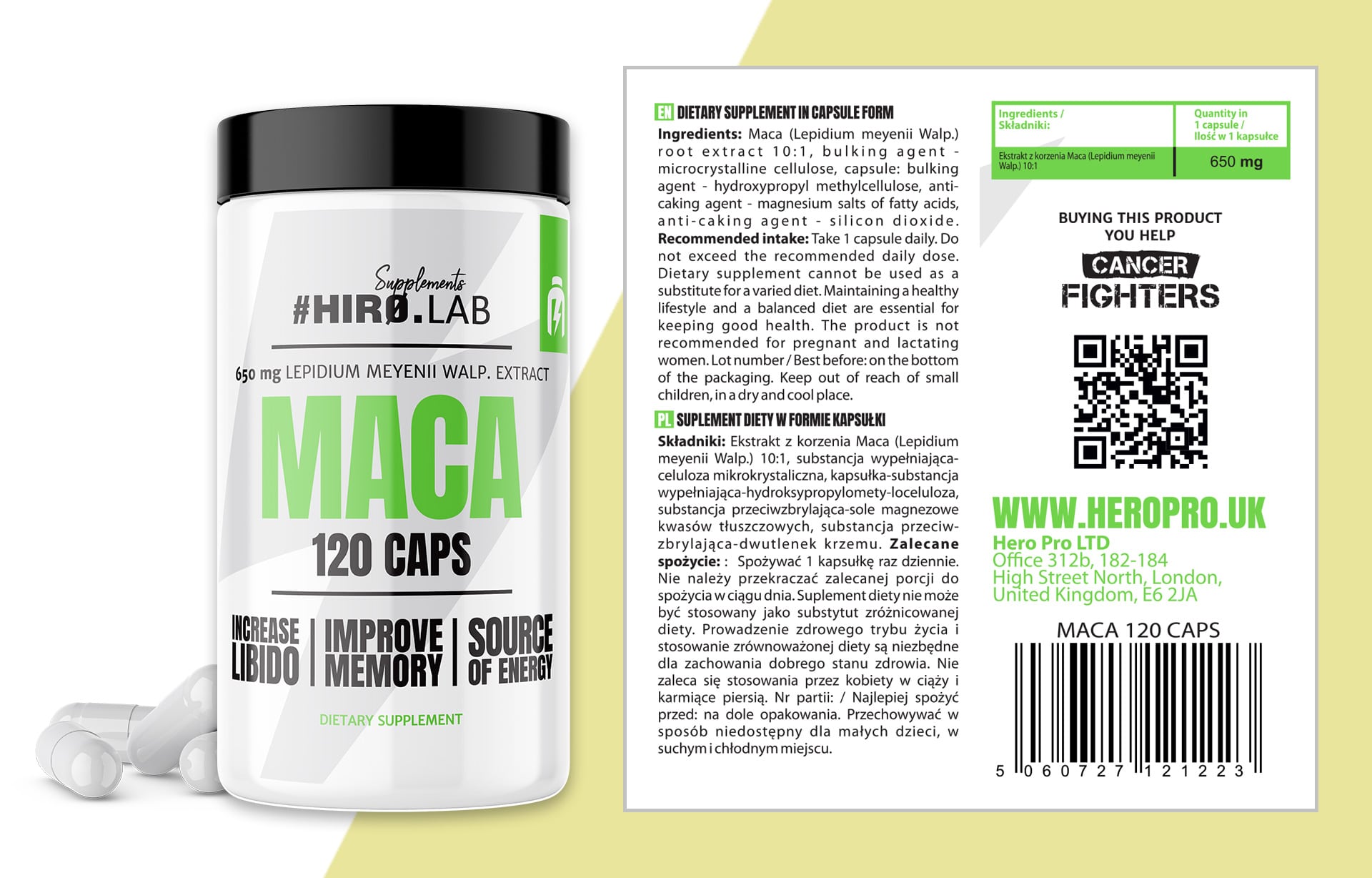 HIRO.LAB Maca - 120caps. składniki stosowanie sposób użycia