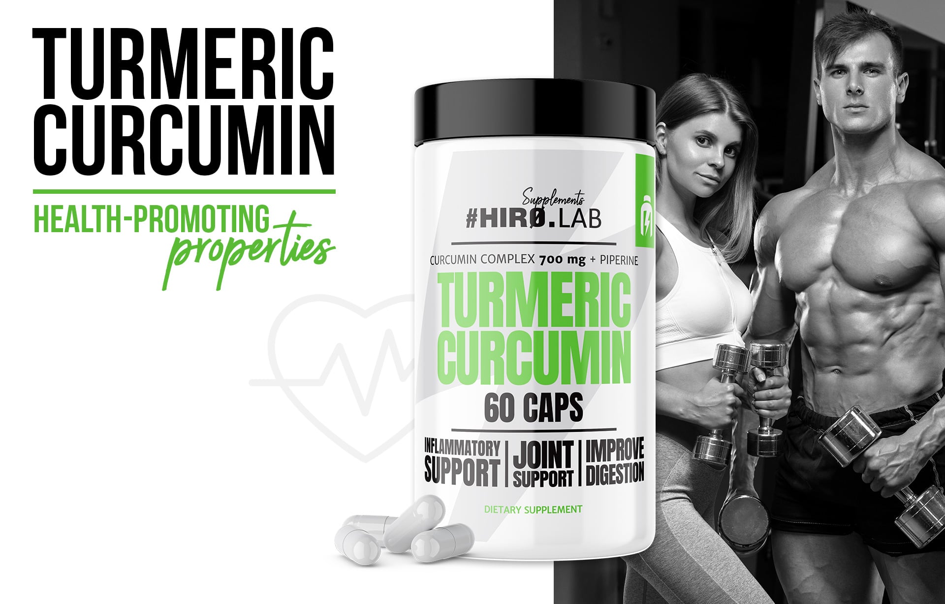 HIRO.LAB Turmeric Curcumin - 60caps. kurkuma