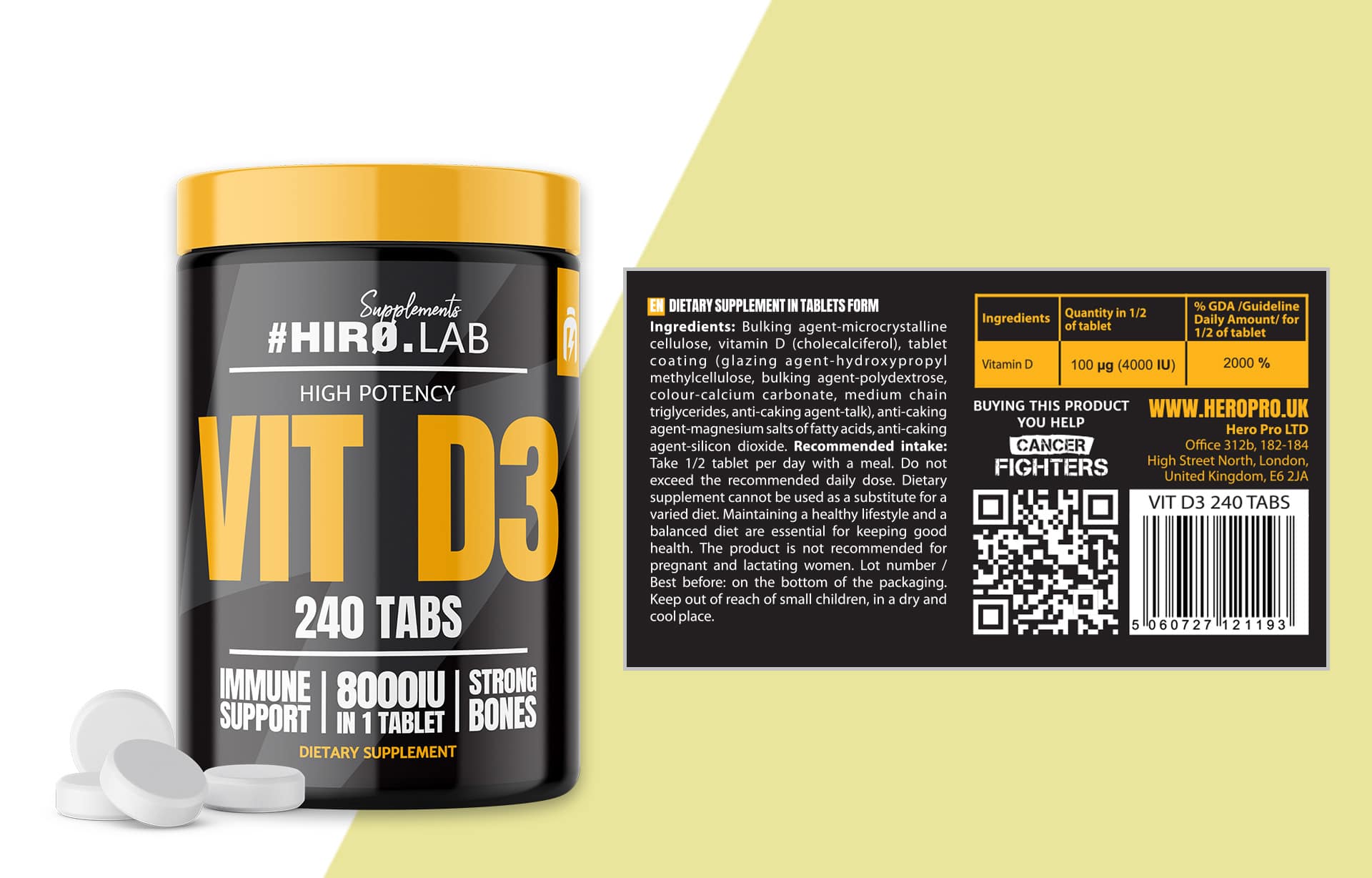 HIRO.LAB Vitamin D3 8000IU - 240tabs. składniki stosowanie sposób użycia