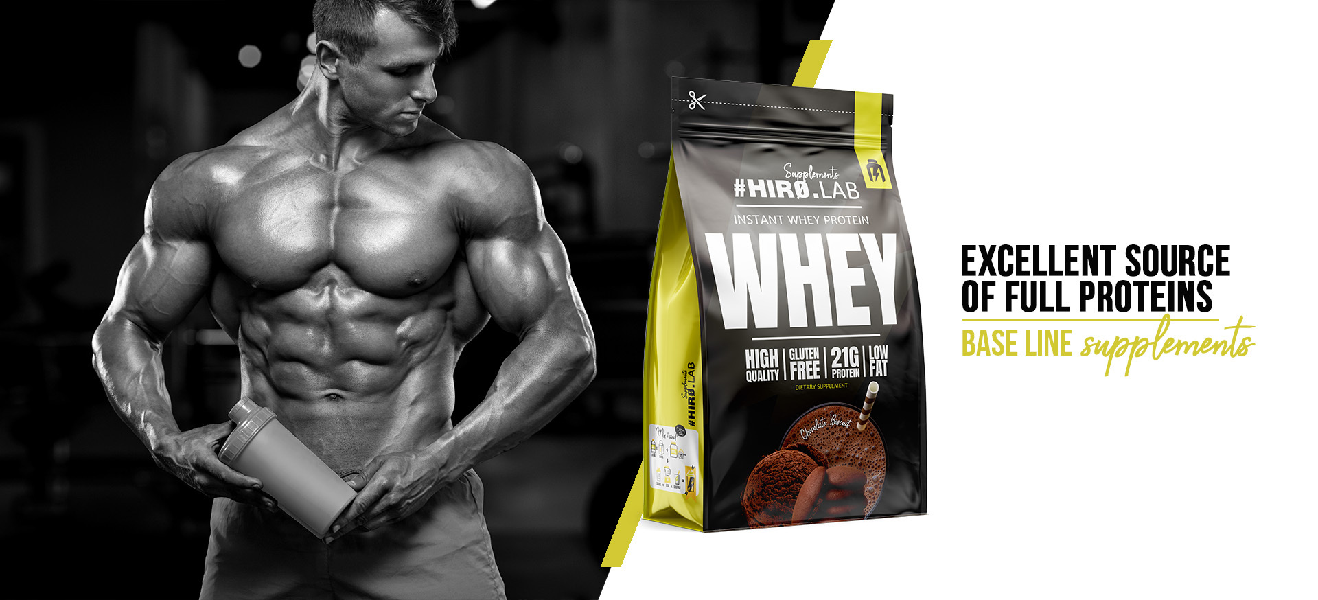 hiro.lab instant whey protein 750g chocolate biscuit 