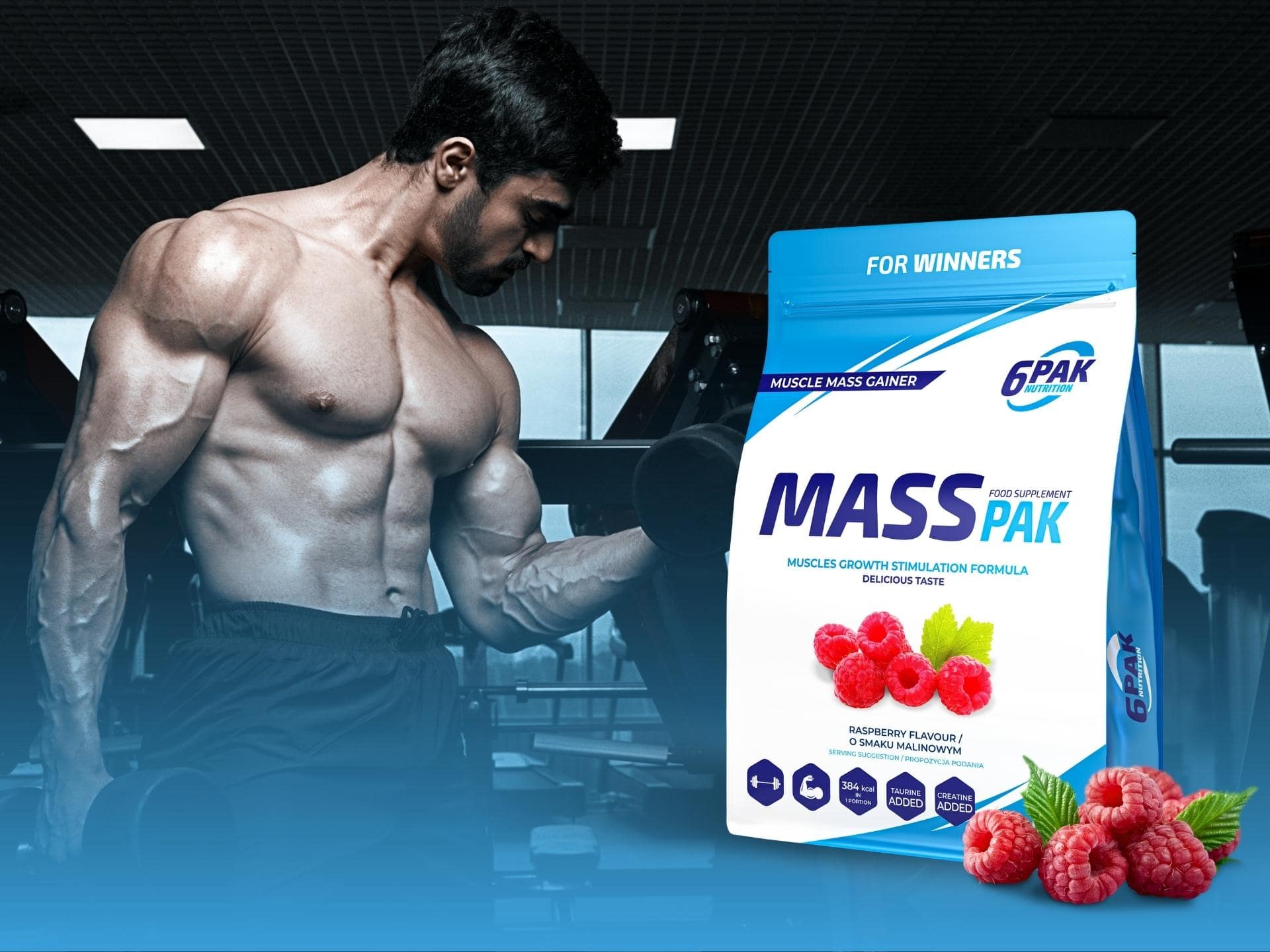 6Pak Nutrition - gainer malinowy - MassPak