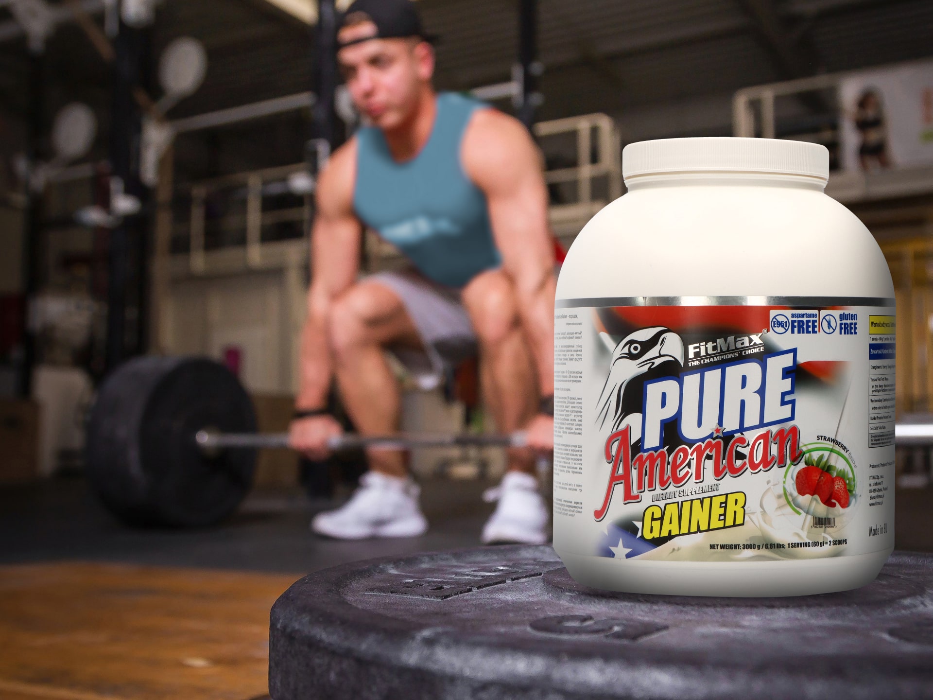 FitMax - gainer truskawkowy - Pure American - 3000g