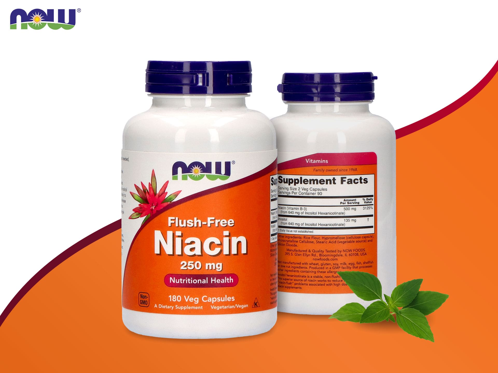 Flush-Freies Niacin : Now Foods Flush-Free Niacin, 250 mg, 180