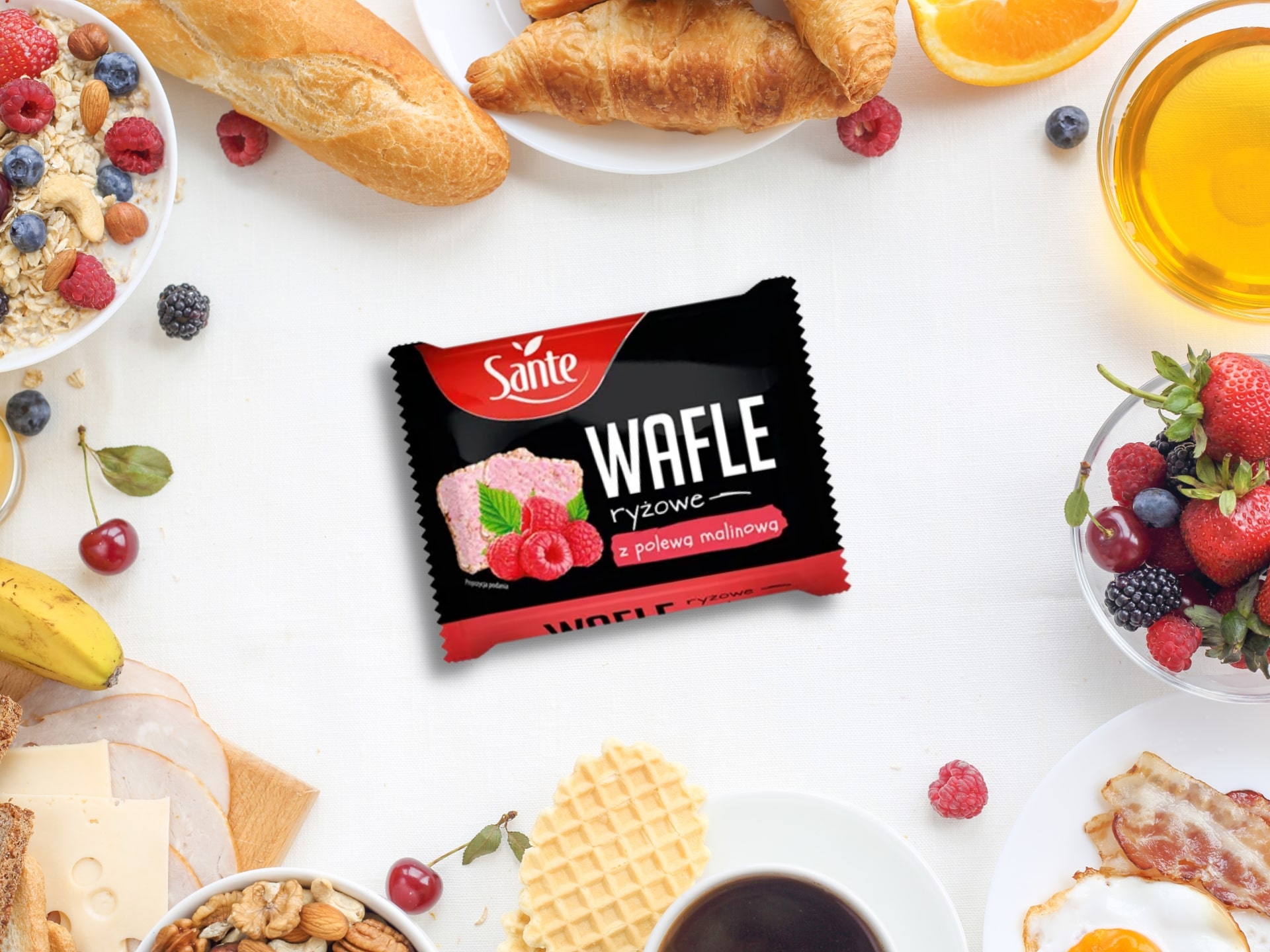 Przekąska od Sante - wafle ryżowe z polewą malinową