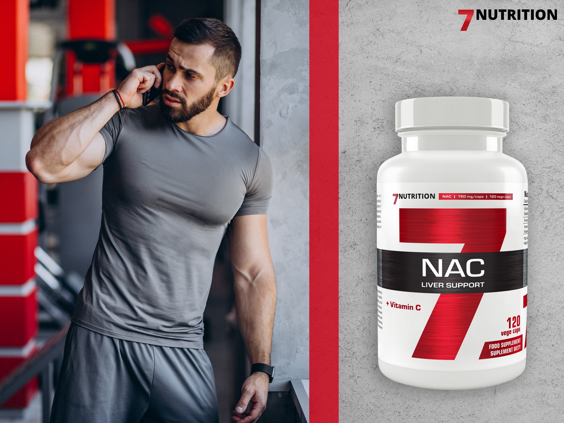 7 Nutrition - NAC z witaminą C - antyoksydant, wsparcie detoksykacji wątroby