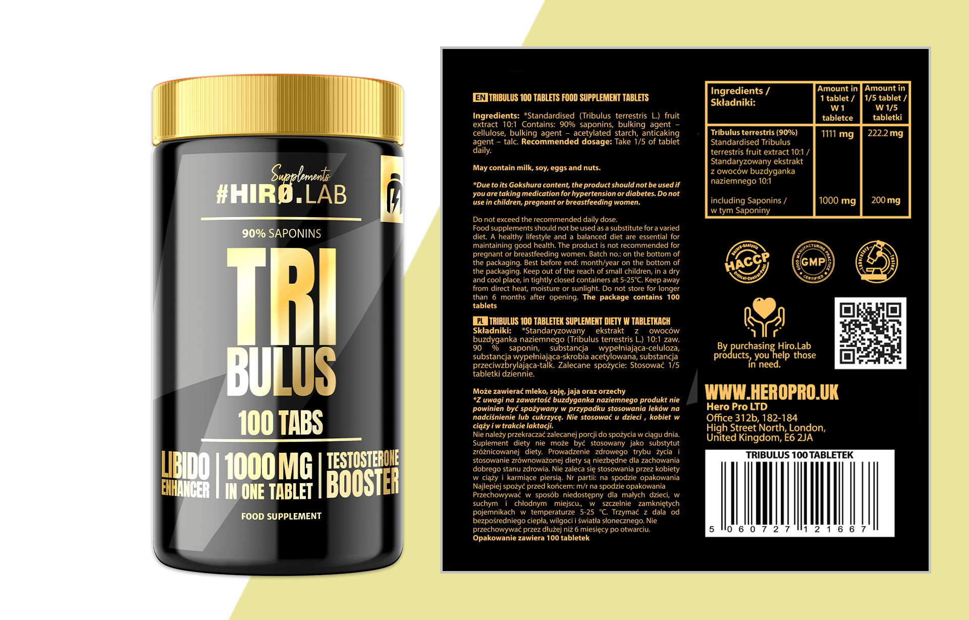 Hiro.Lab - Tribulus Terrestris 10:1 - wsparcie produkcji testosteronu i libido