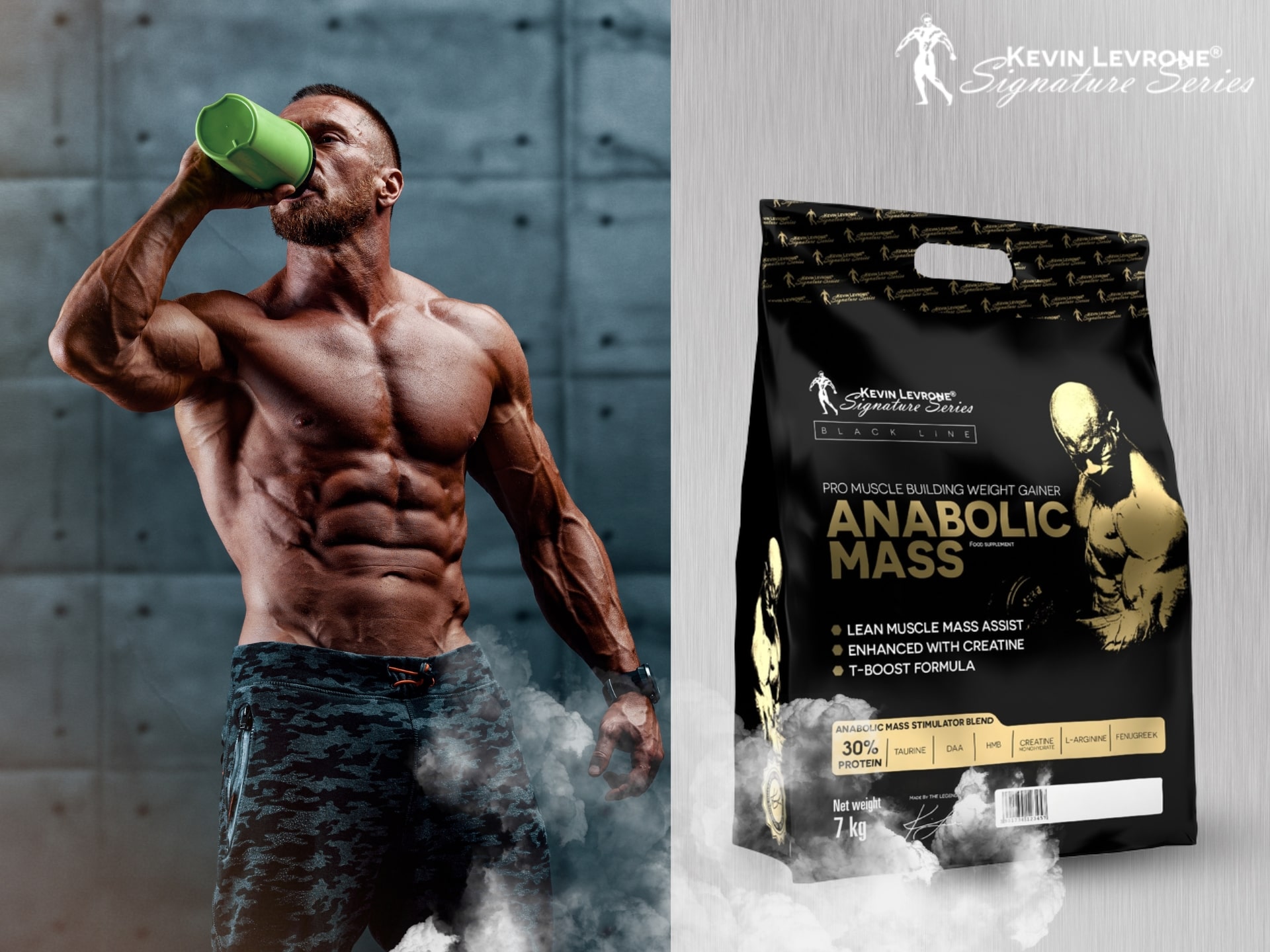 Kevin Levrone - Anabolic Mass - odżywka białkowo-węglowodanowa, kreatyna, HMB + DAA i ekstrakt z kozieradki