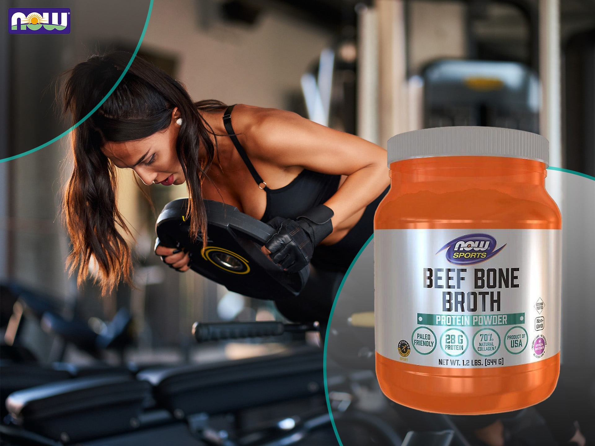 ⚡ Beef Bone Broth Protein Powder 544g NOW Cena, dawkowanie